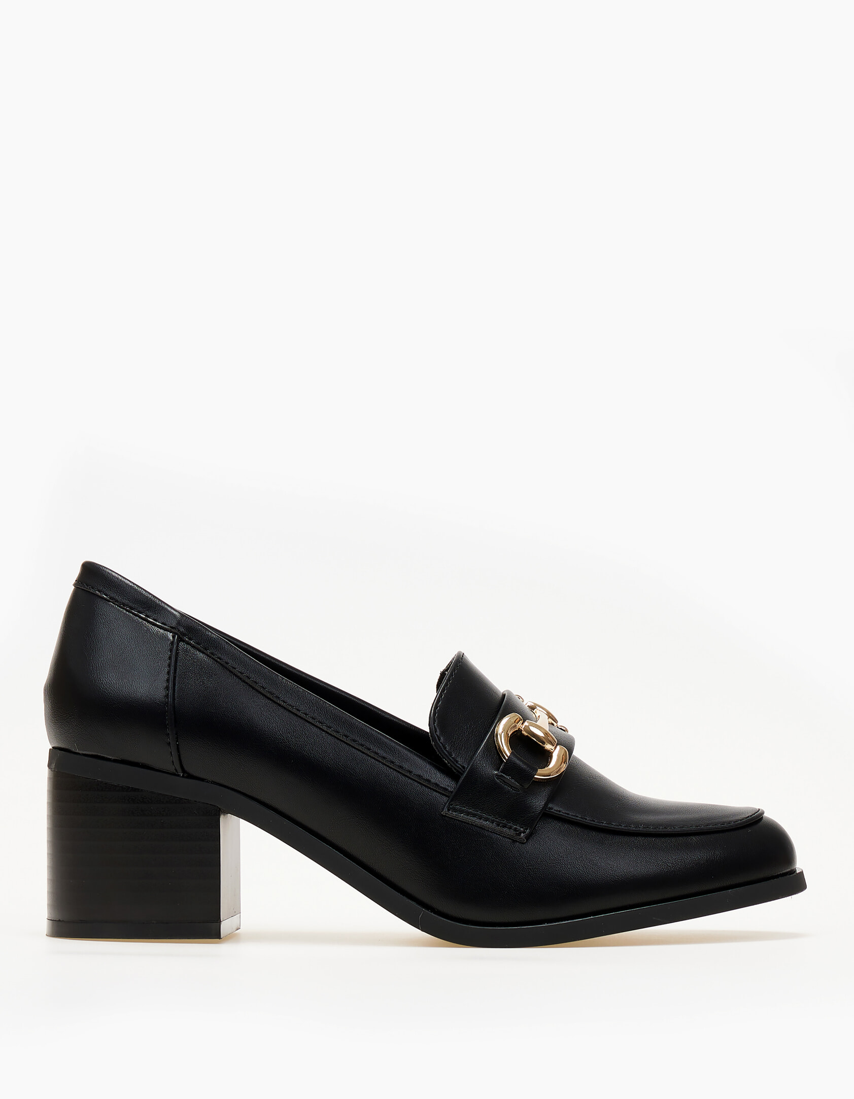 Loafers με χοντρό τακούνι και μεταλλική λεπτομέρεια - Μαύρο