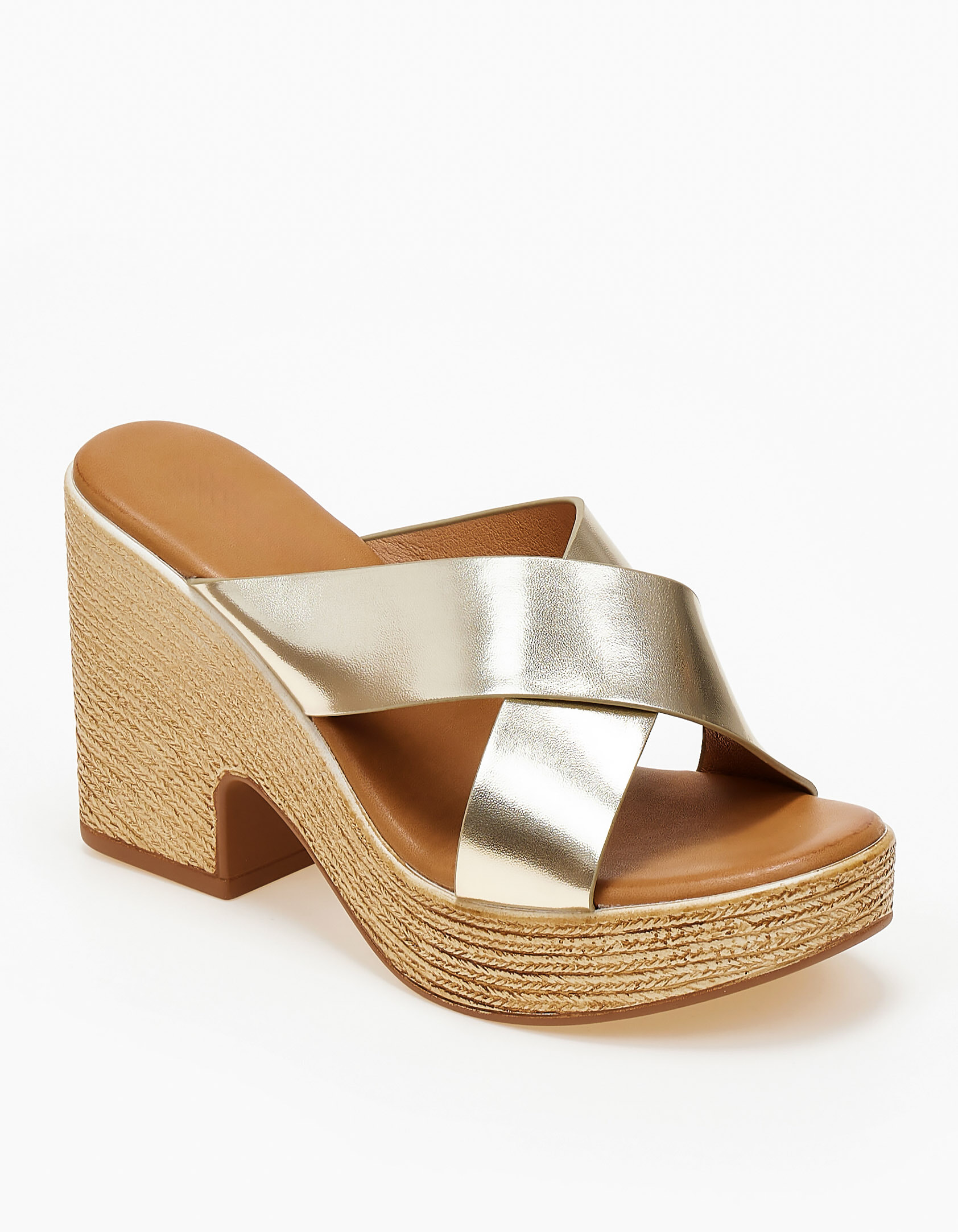 Γυναικεία clogs - τσόκαρα με χιαστί φάσες - Χρυσό