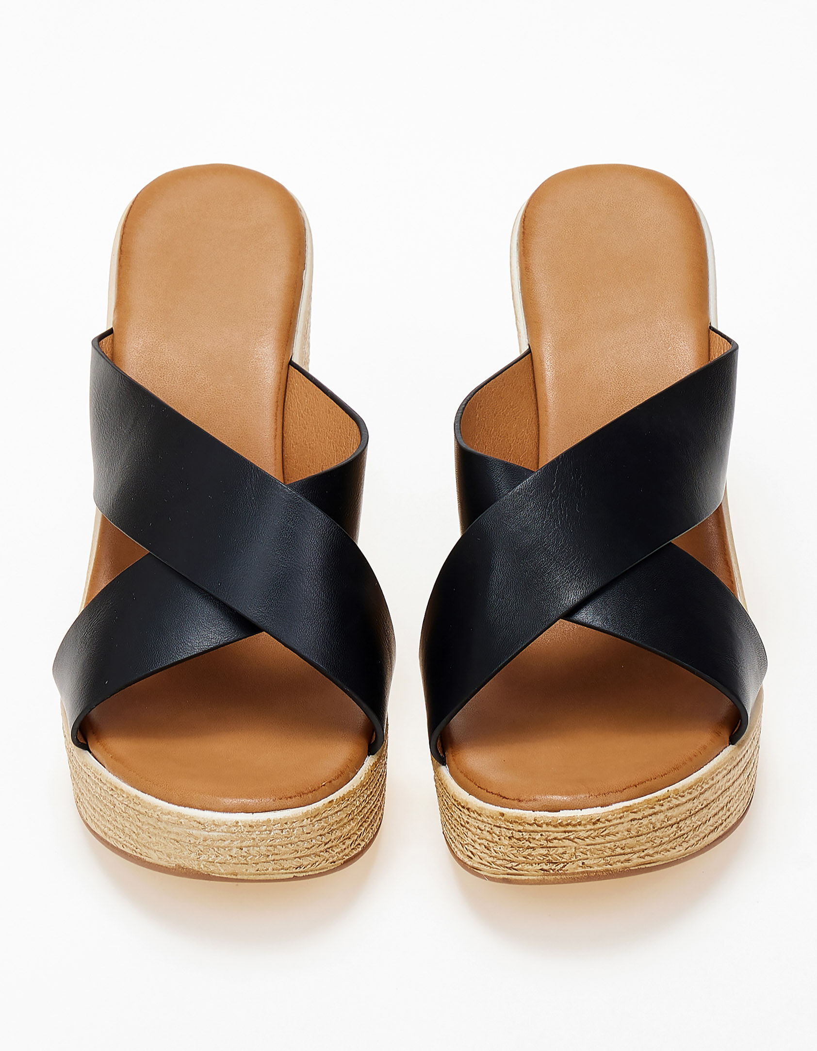 Γυναικεία clogs - τσόκαρα με χιαστί φάσες - Μαύρο φωτογραφία