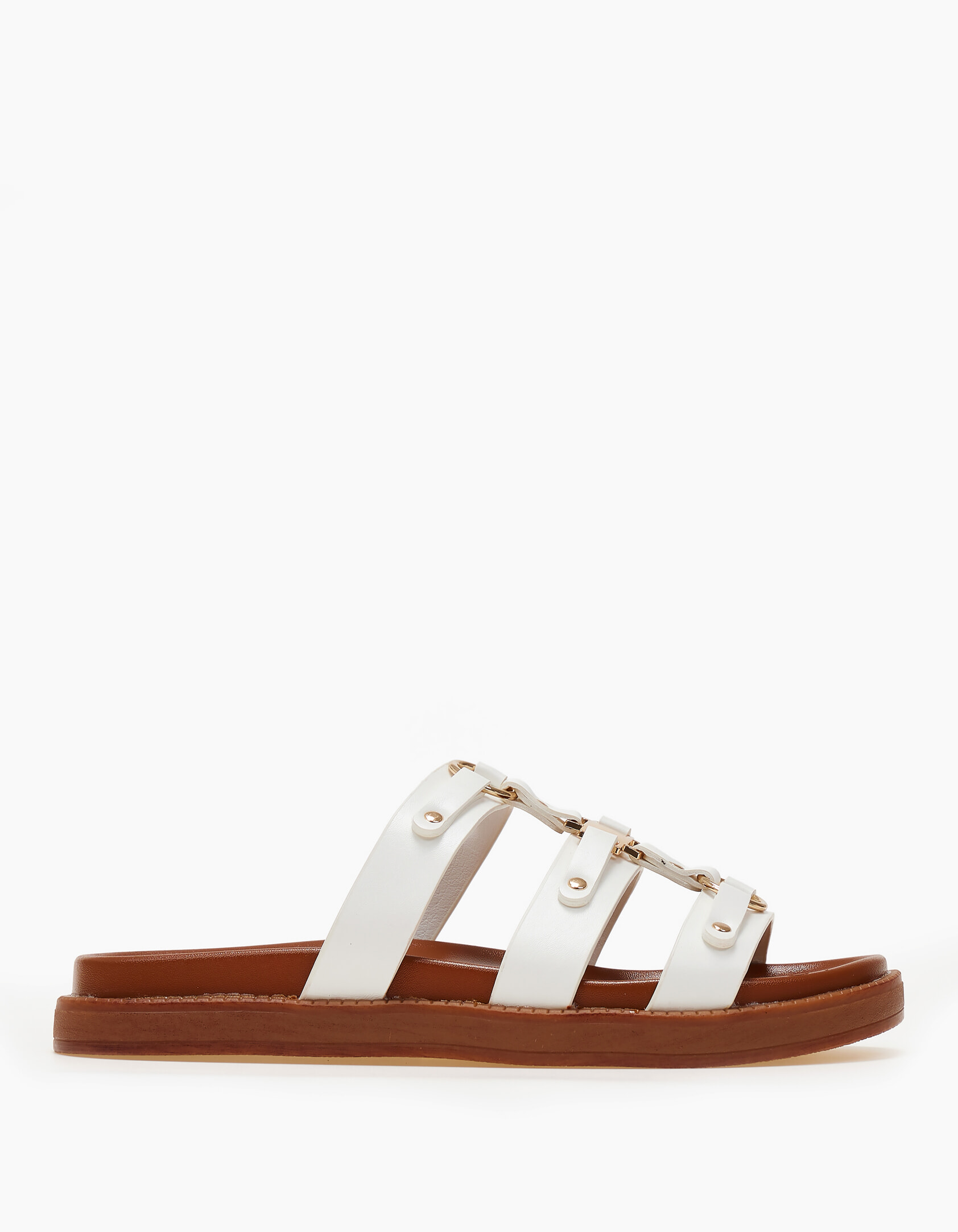 Issue Σανδάλια flatform με μεταλλικές λεπτομέρειες - Λευκό