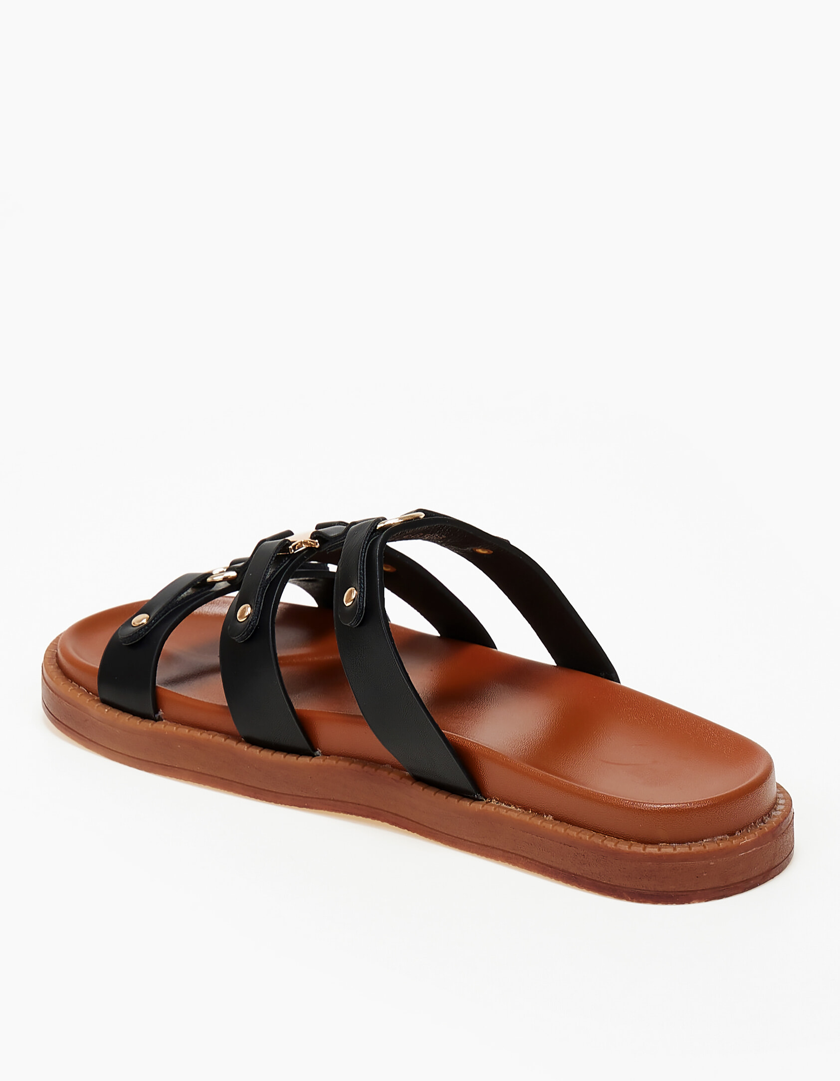 Σανδάλια flatform με μεταλλικές λεπτομέρειες - Μαύρο φωτογραφία