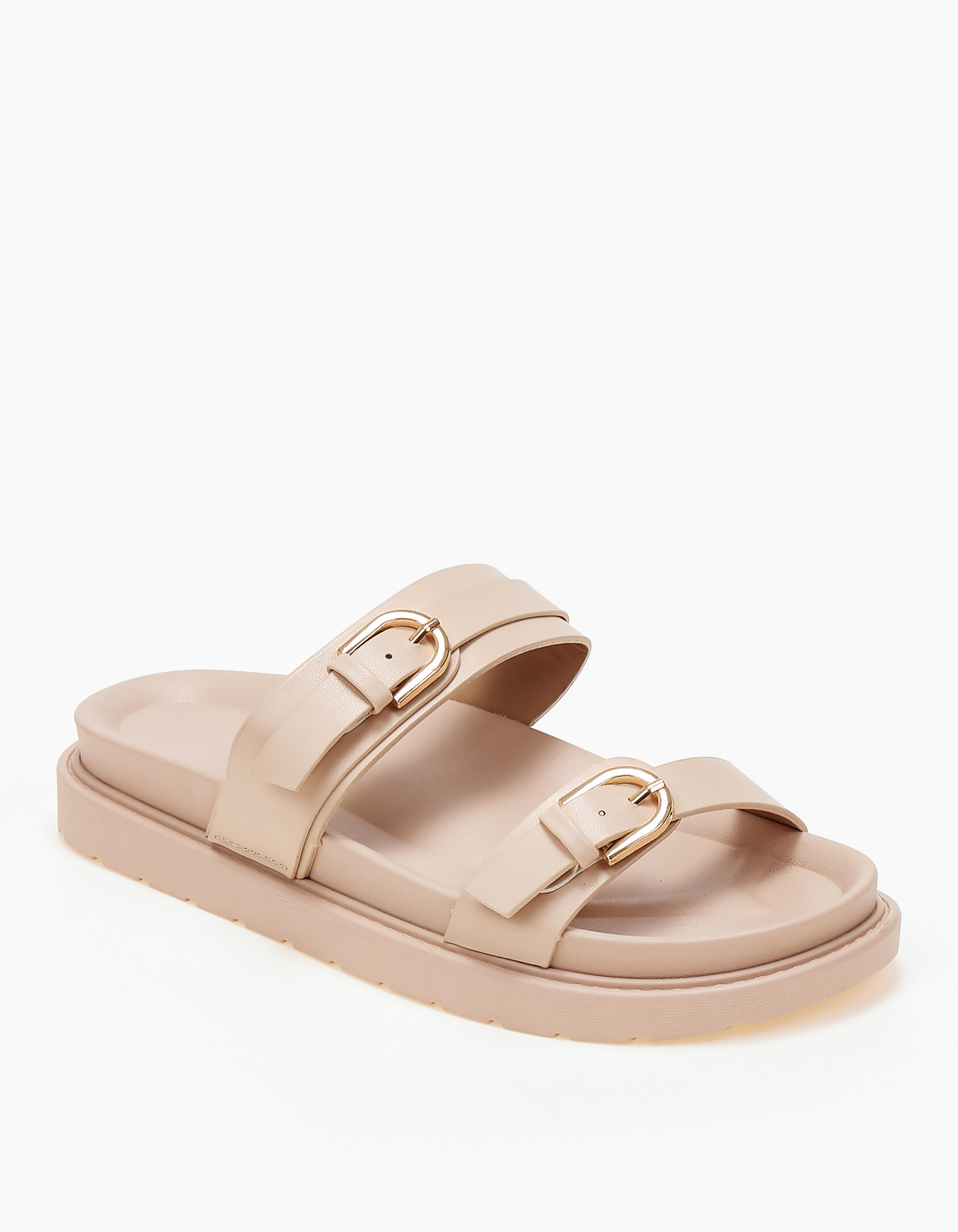Σανδάλια flatform εξώφτερνα με αγκράφες - Nude