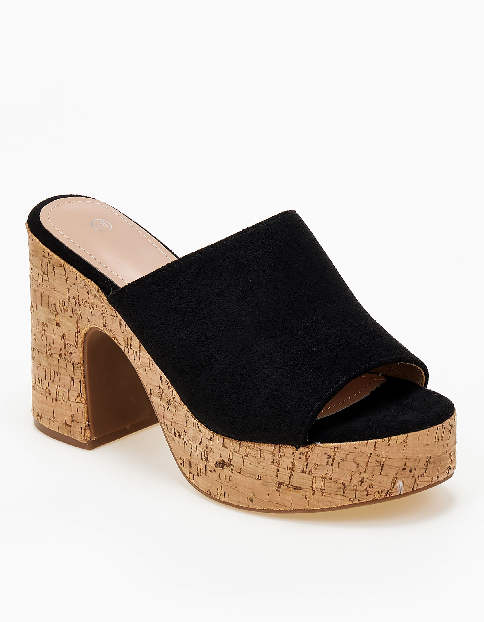 Ψηλά clogs - τσόκαρα με φάσα και όψη φελλού - Μαύρο