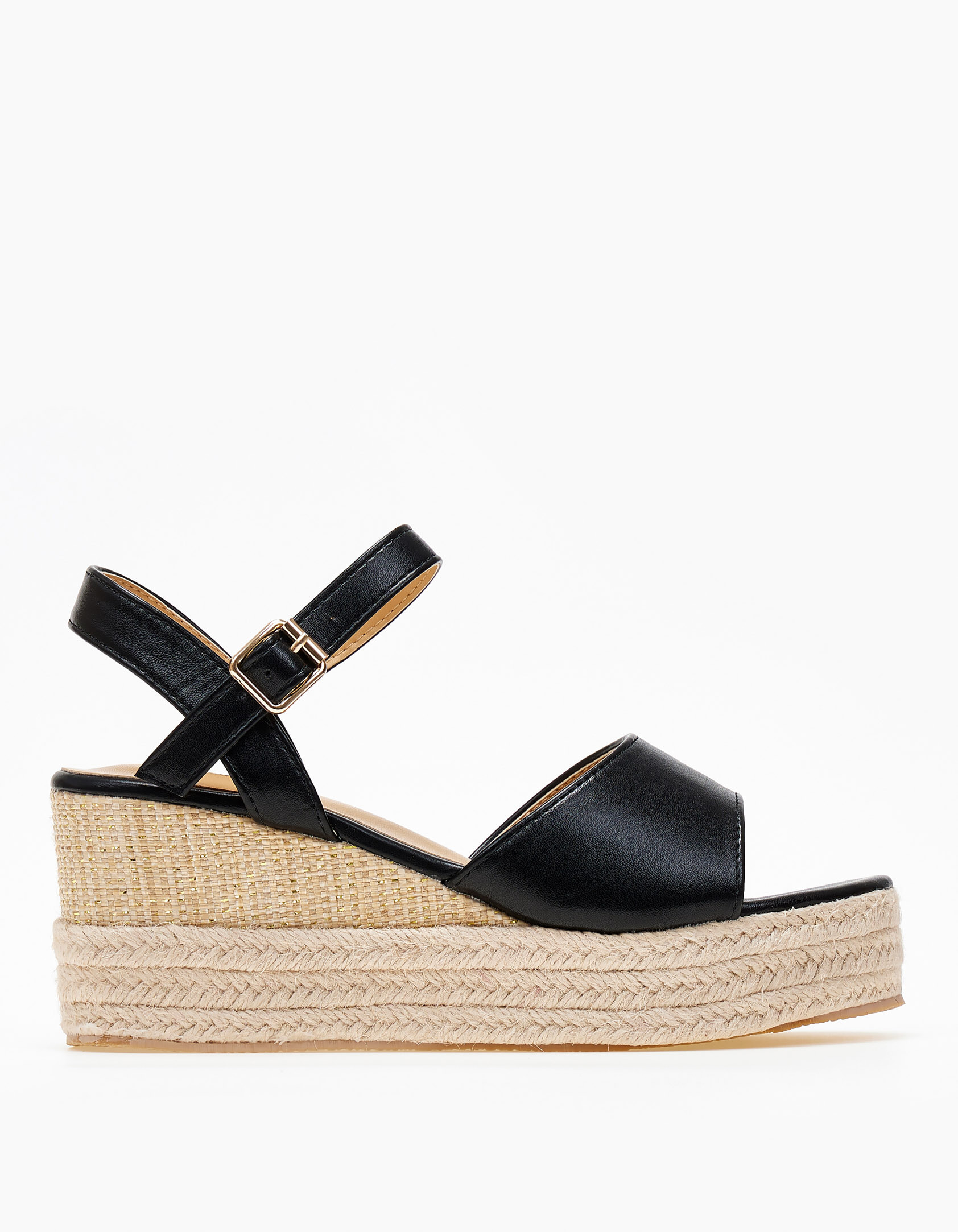 Γυναικείες εσπαντρίγιες πλατφόρμες με φάσα - Μαύρο φωτογραφία