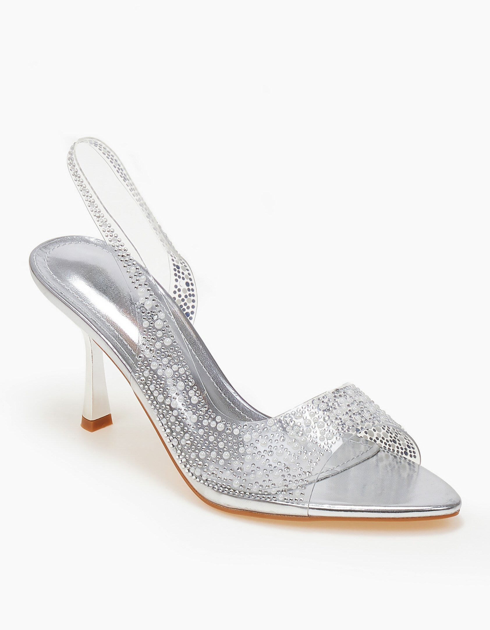 Issue Πέδιλα με διαφάνεια και λεπτό τακούνι - Ασημί