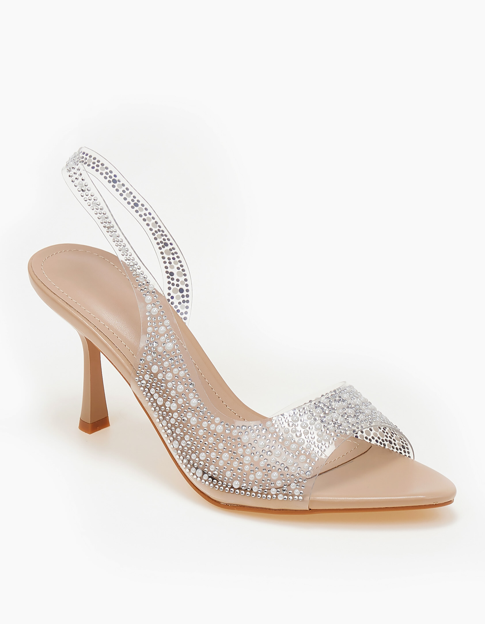 Issue Πέδιλα με διαφάνεια και λεπτό τακούνι - Μπεζ