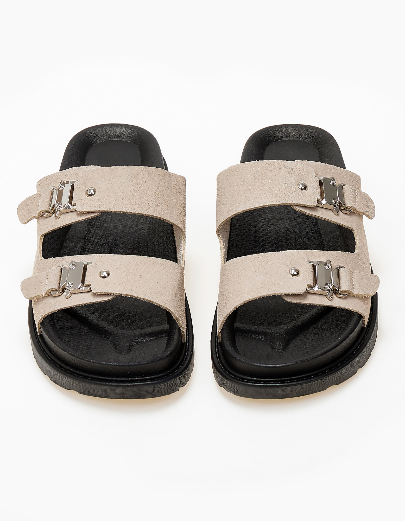 Σανδάλια flatform με suede φάσες - Μπεζ