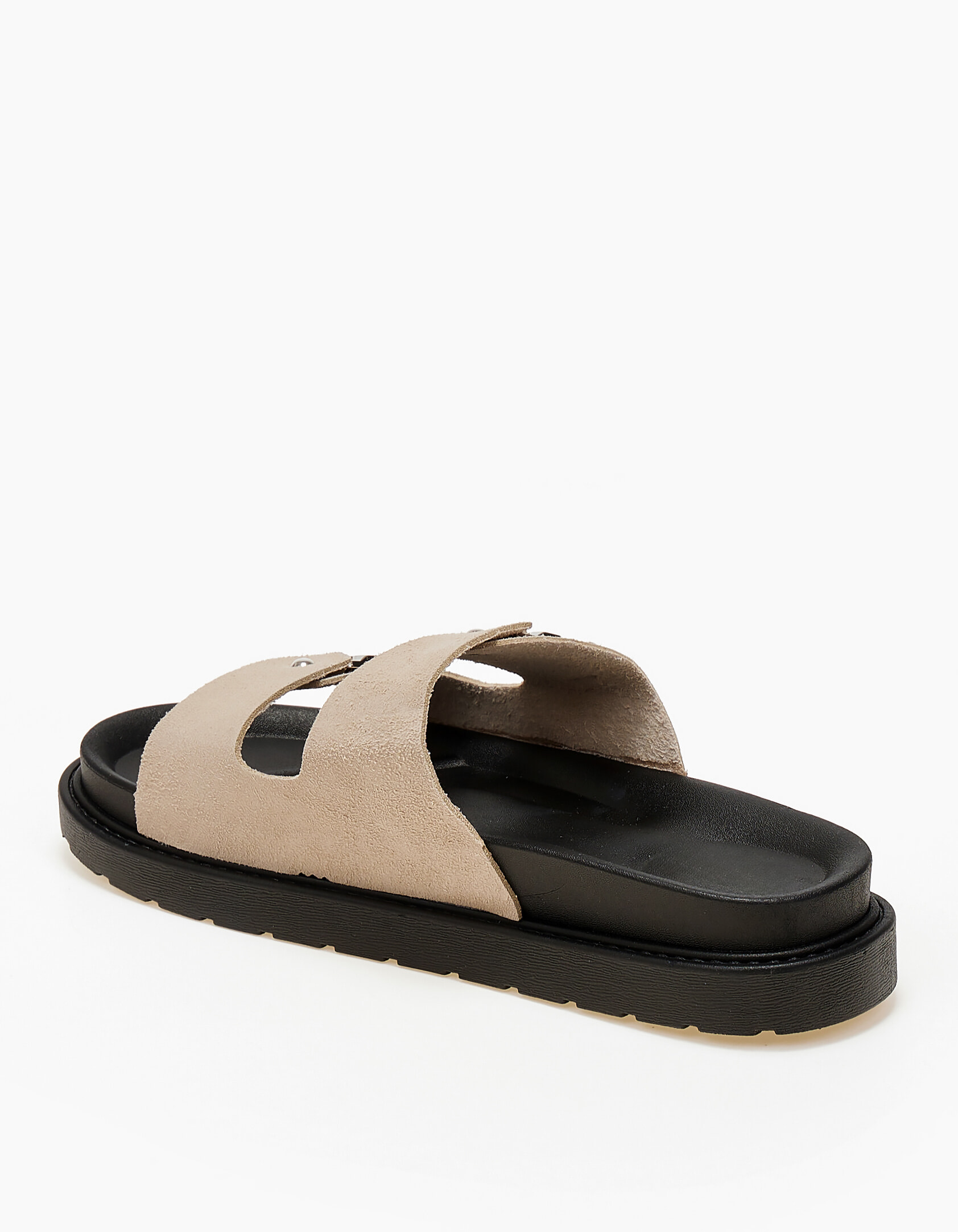 Σανδάλια flatform με suede φάσες - Μπεζ φωτογραφία