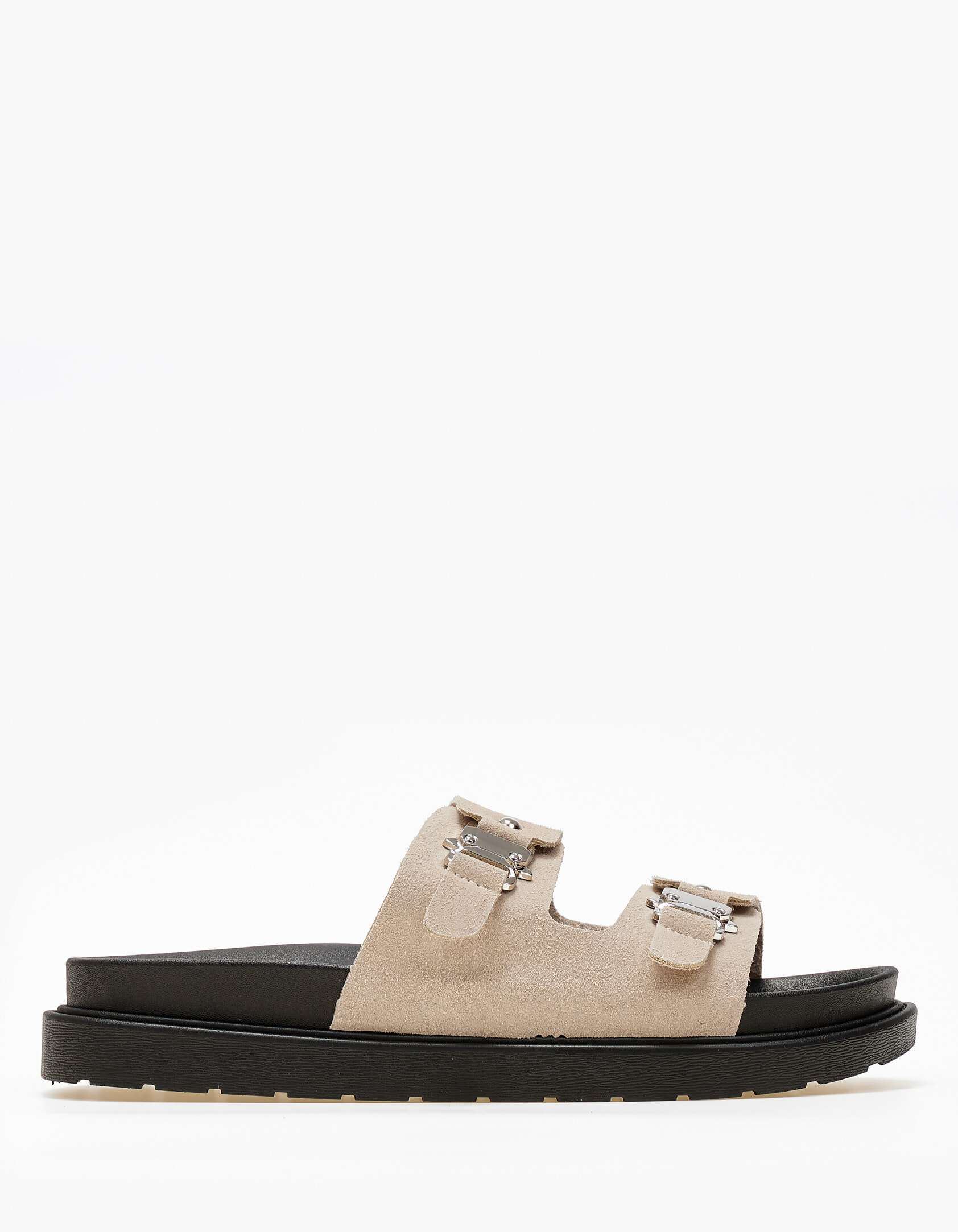 Σανδάλια flatform με suede φάσες - Μπεζ φωτογραφία