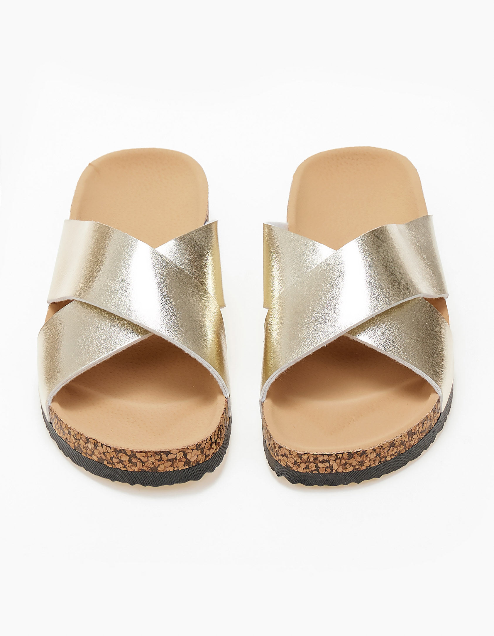Σανδάλια flatform με χιαστί σχέδιο - Χρυσό