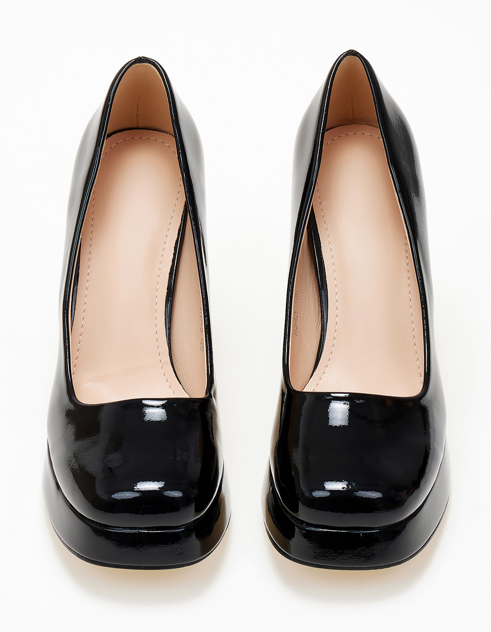 Γόβες με χοντρό τακούνι και φιάπα - Μαύρο φωτογραφία