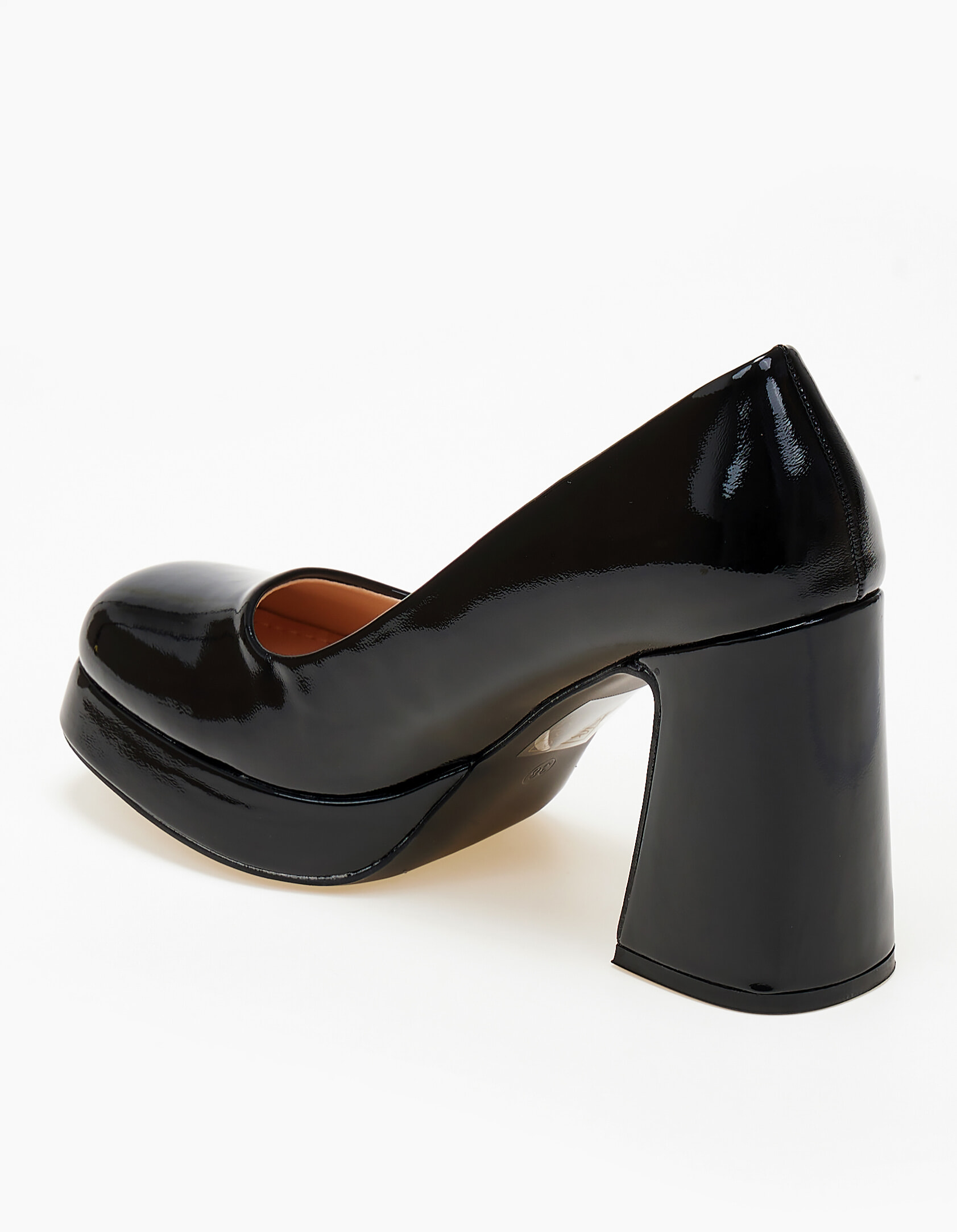 Γόβες με χοντρό τακούνι και φιάπα - Μαύρο φωτογραφία