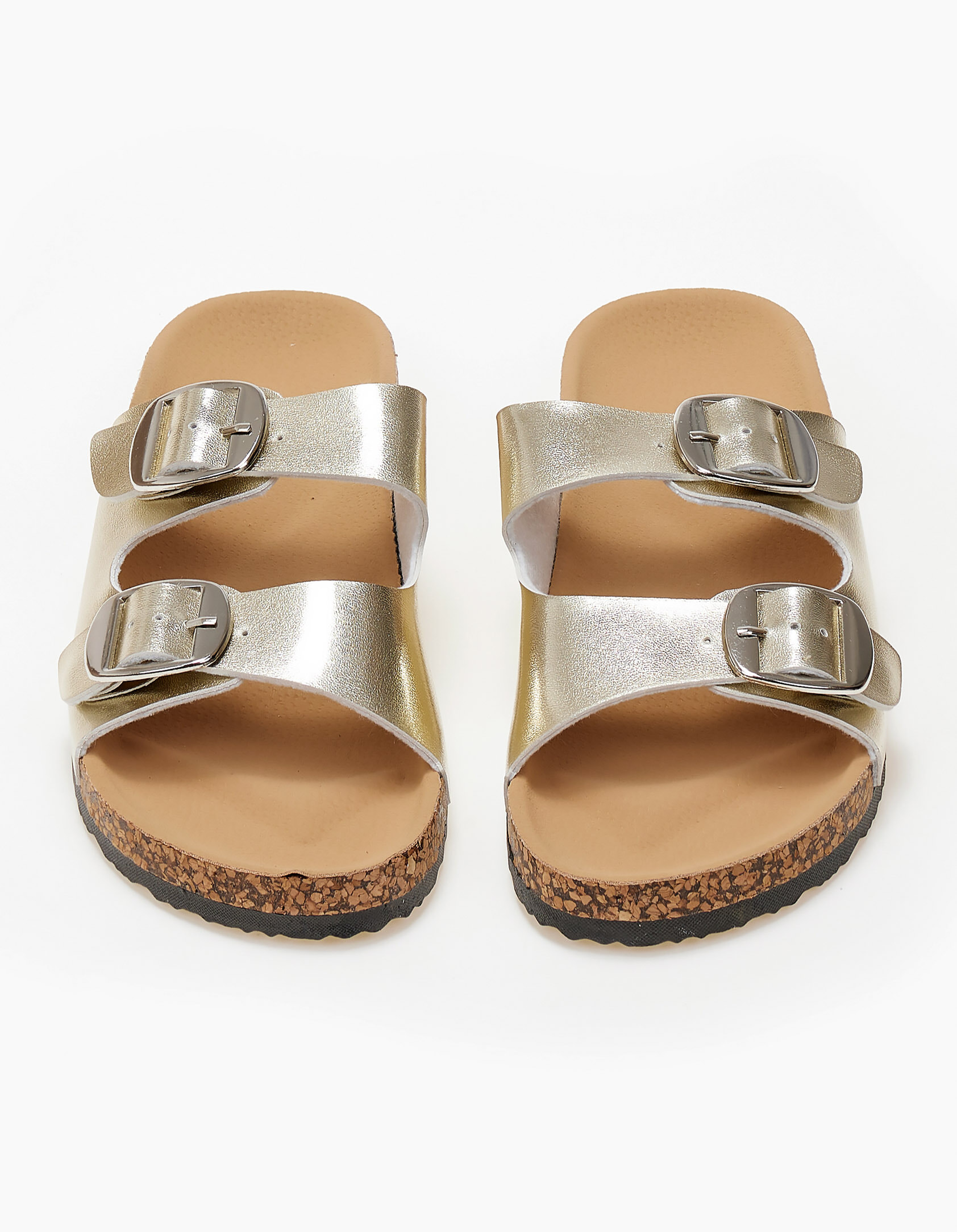 Σανδάλια flatform με αγκράφες - Χρυσό