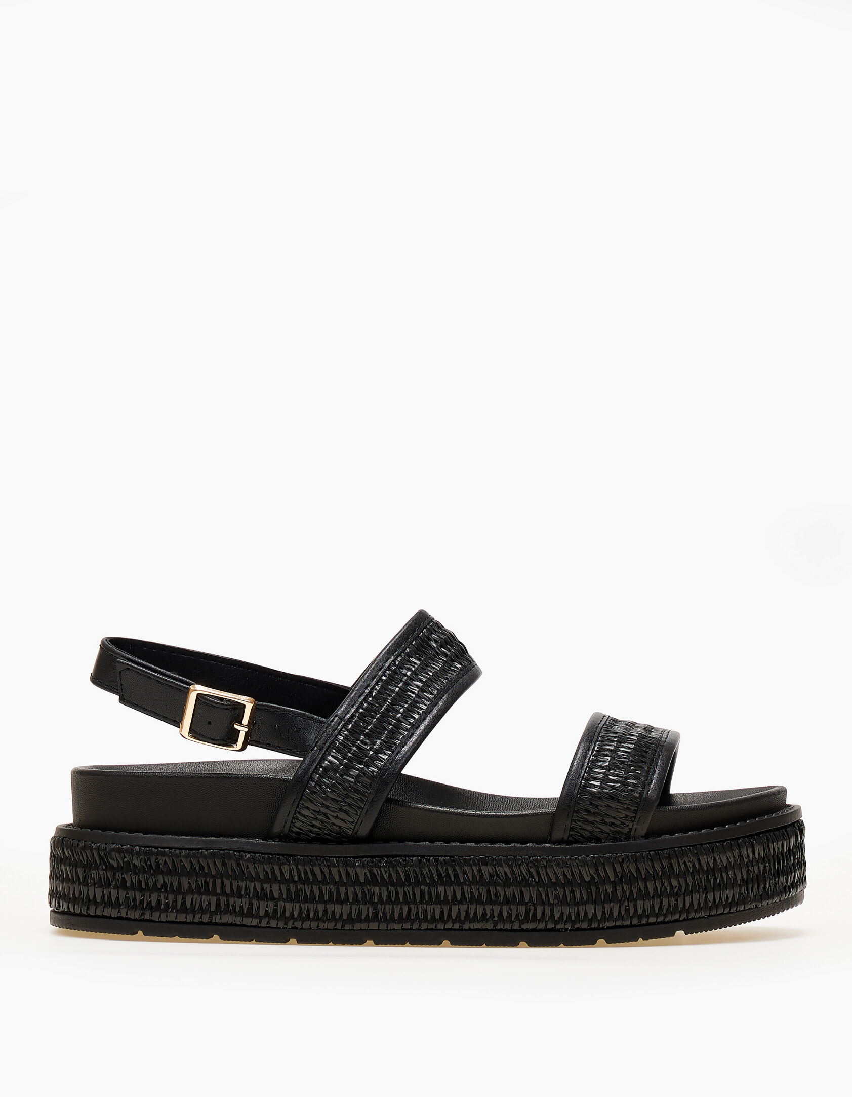 Issue Σανδάλια flatform με ψάθα - Μαύρο