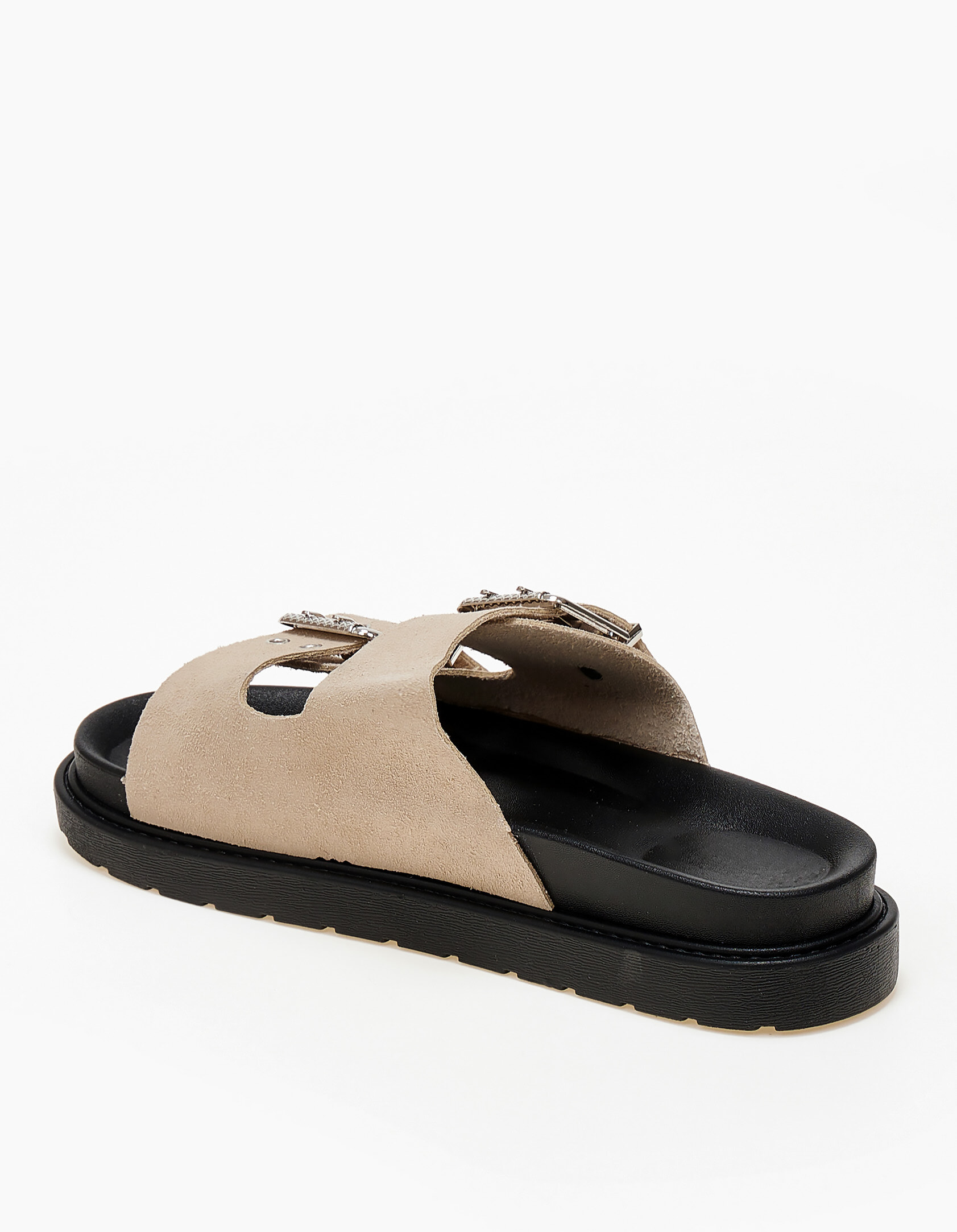 Flatform σανδάλια με ρυθμιζόμενα λουριά και suede υφή - Μπεζ φωτογραφία