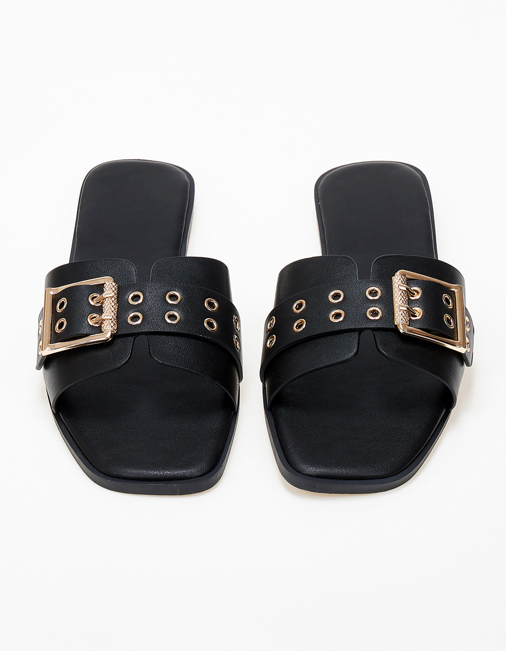 Issue Φλατ mules με αγκράφα και τρουκς - Μαύρο