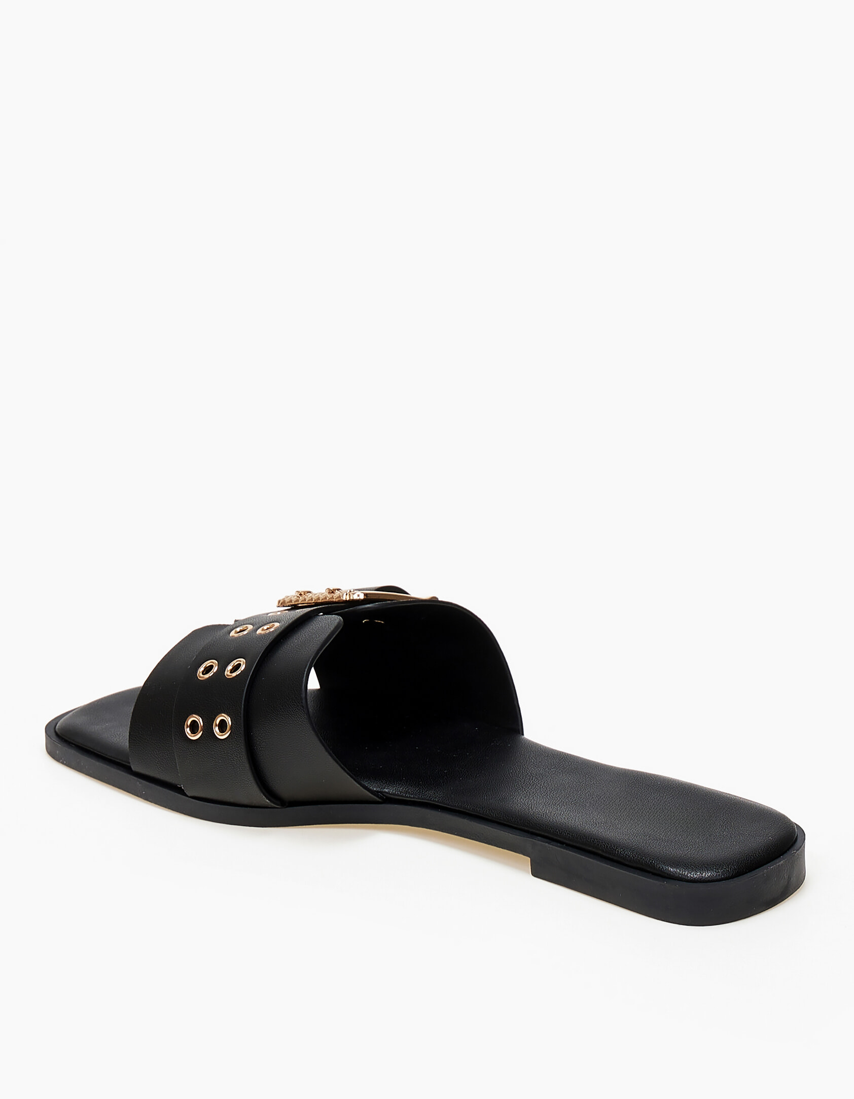 Φλατ mules με αγκράφα και τρουκς - Μαύρο φωτογραφία
