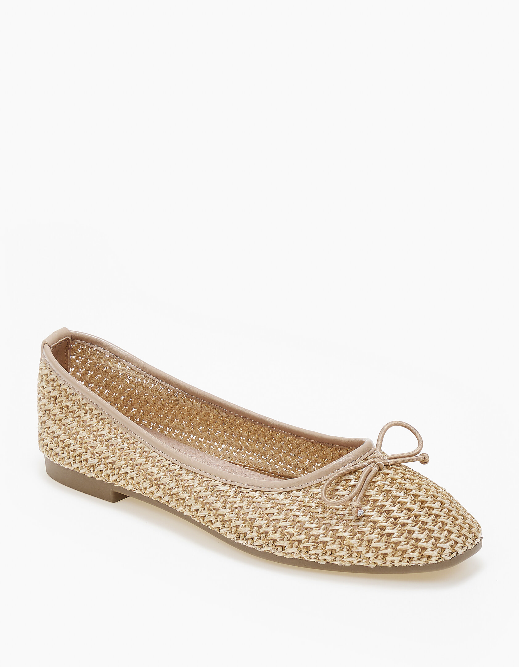 Ballet shoes με ψάθινο πλεκτό σχέδιο και φιογκάκι - Πούρο