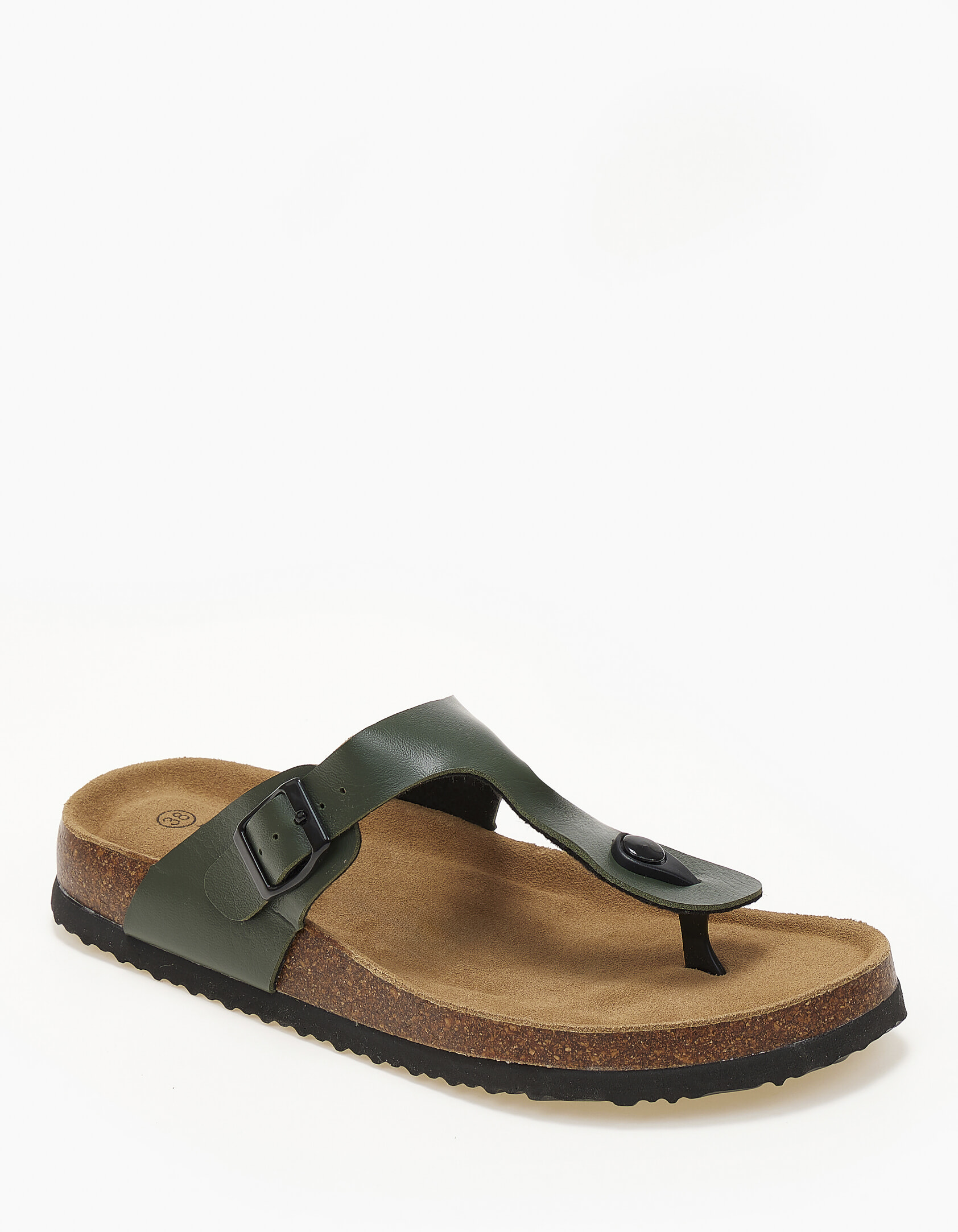 Γυναικεία σανδάλια flatform με αγκράφα και δίχαλο - Πράσινο φωτογραφία