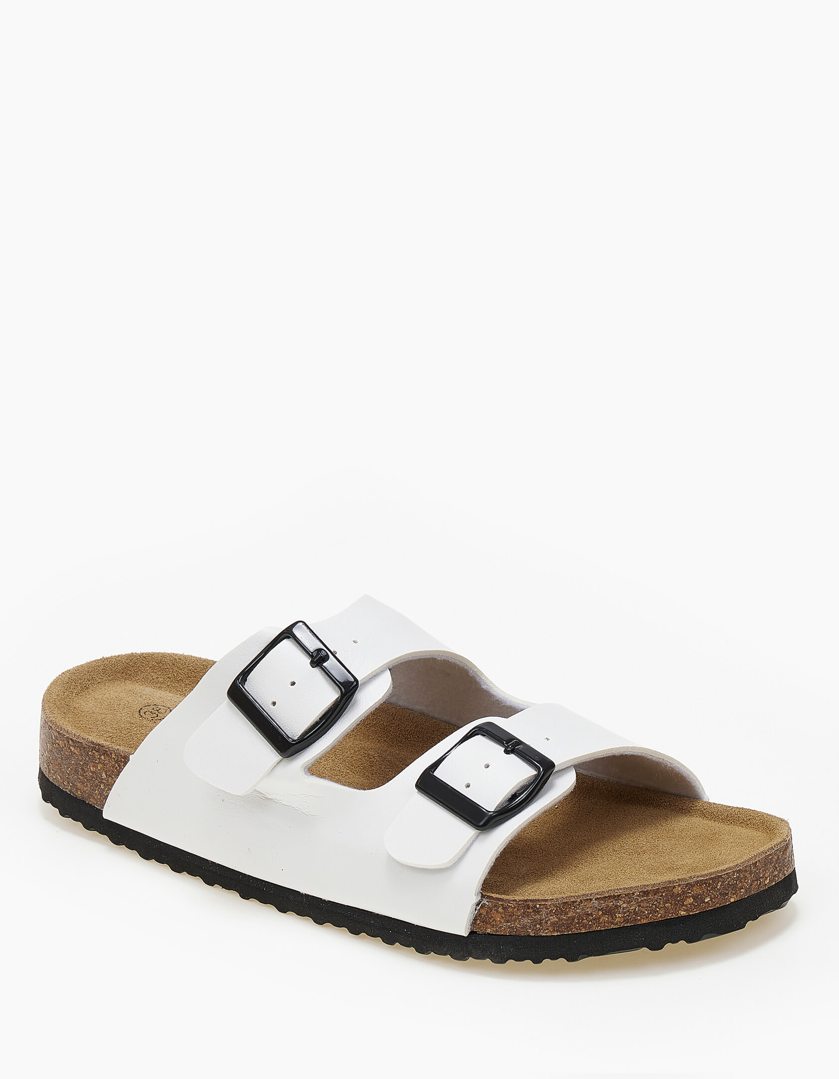 Γυναικεία σανδάλια flatform με ρυθμιζόμενα ζωνάκια και αγκράφες - Λευκό