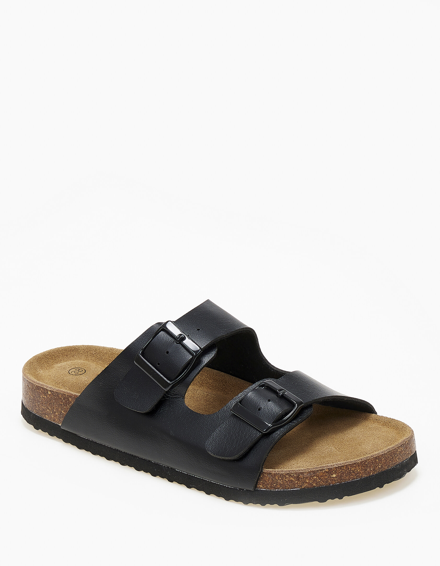 Γυναικεία σανδάλια flatform με ρυθμιζόμενα ζωνάκια και αγκράφες - Μαύρο
