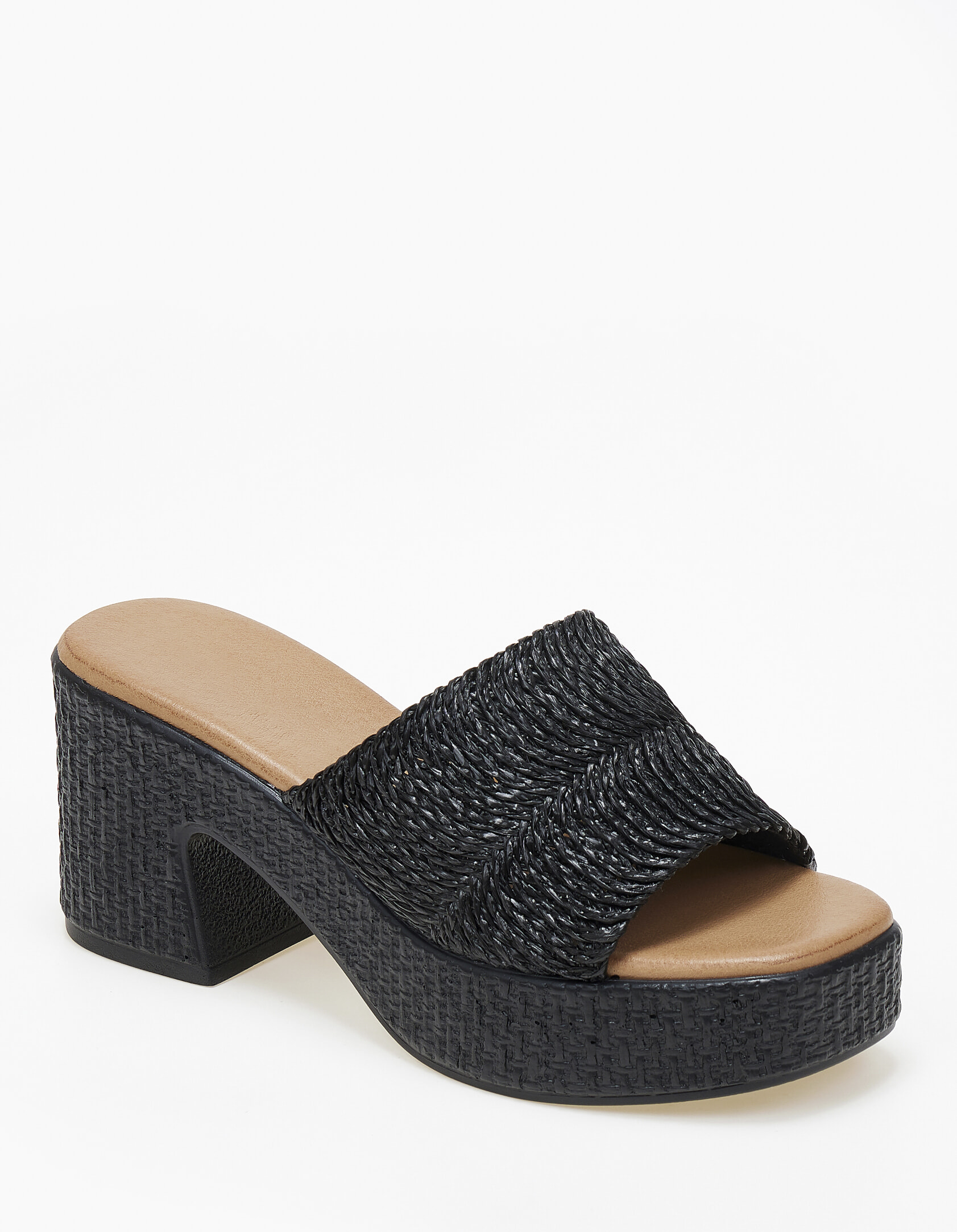 Γυναικεία clogs-τσόκαρα με σχέδιο ψάθας - Μαύρο
