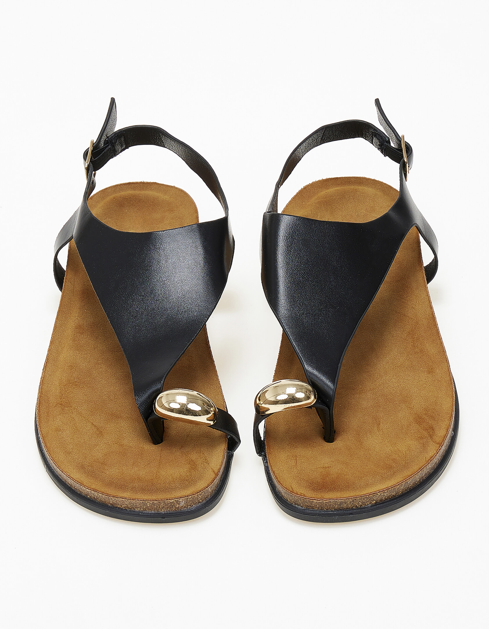 Σανδάλια flatform με toe ring - Μαύρο