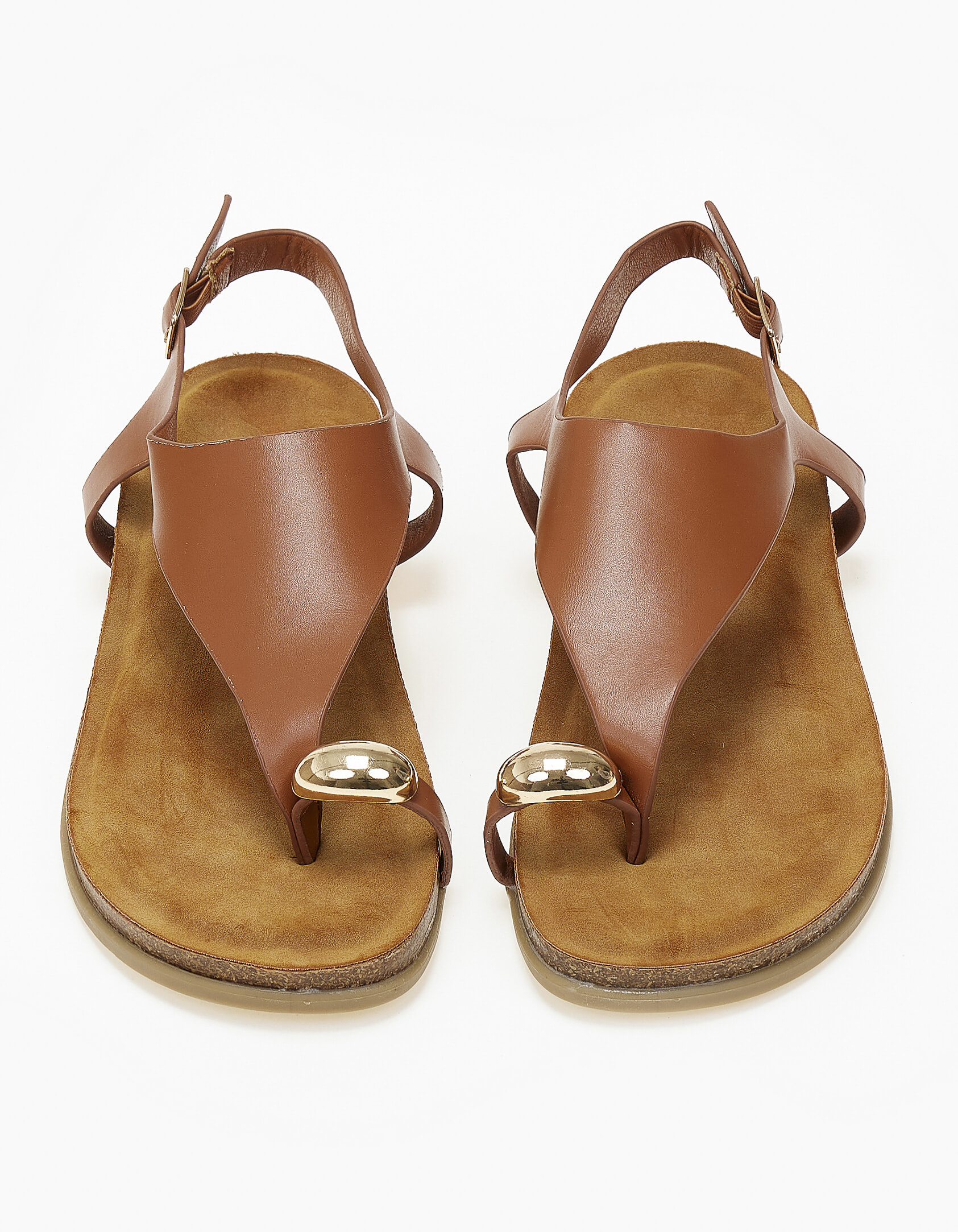 Σανδάλια flatform με toe ring - Κάμελ