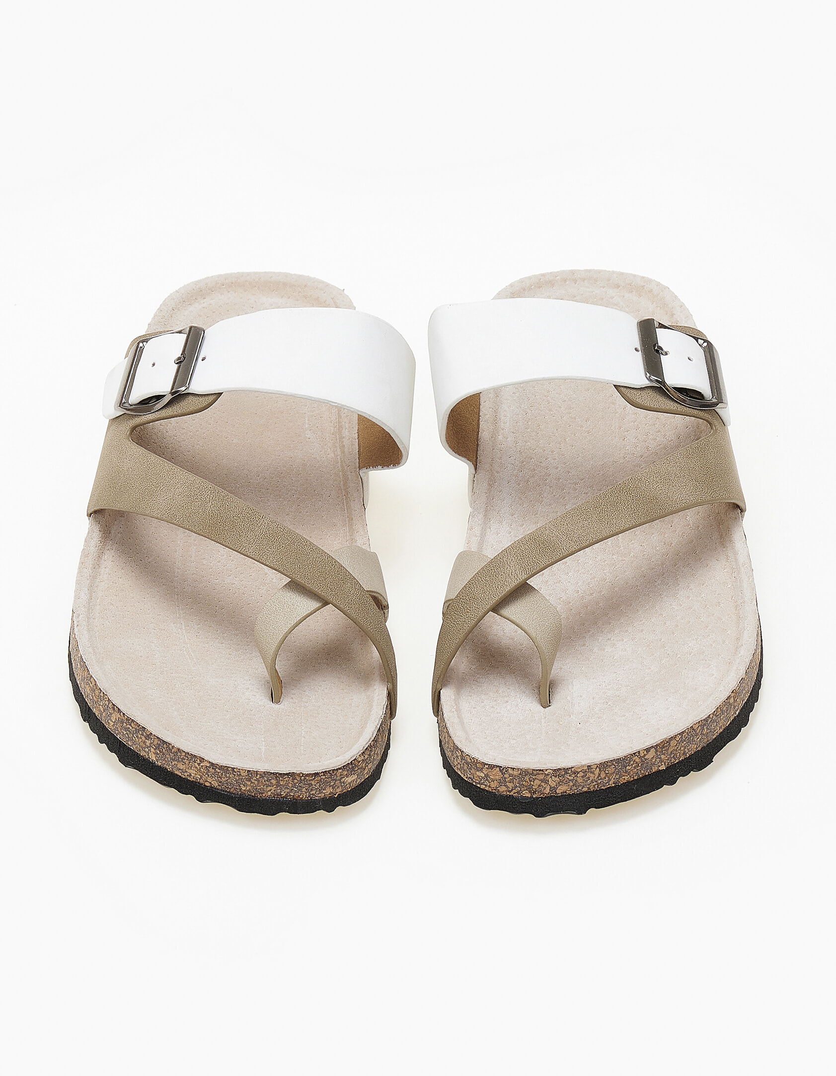 Σανδάλια flatform με suede υφή - Λευκό φωτογραφία