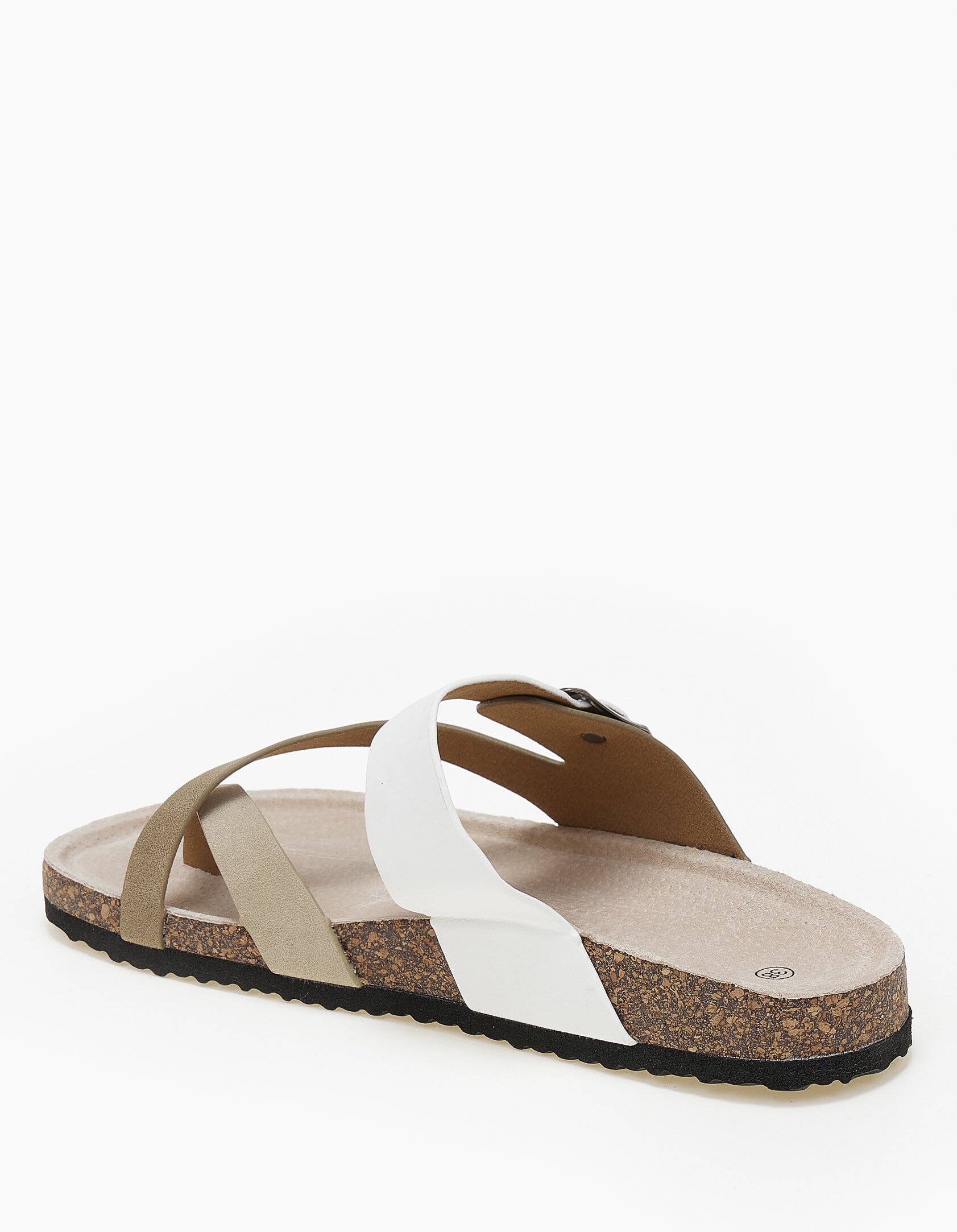 Σανδάλια flatform με suede υφή - Λευκό φωτογραφία