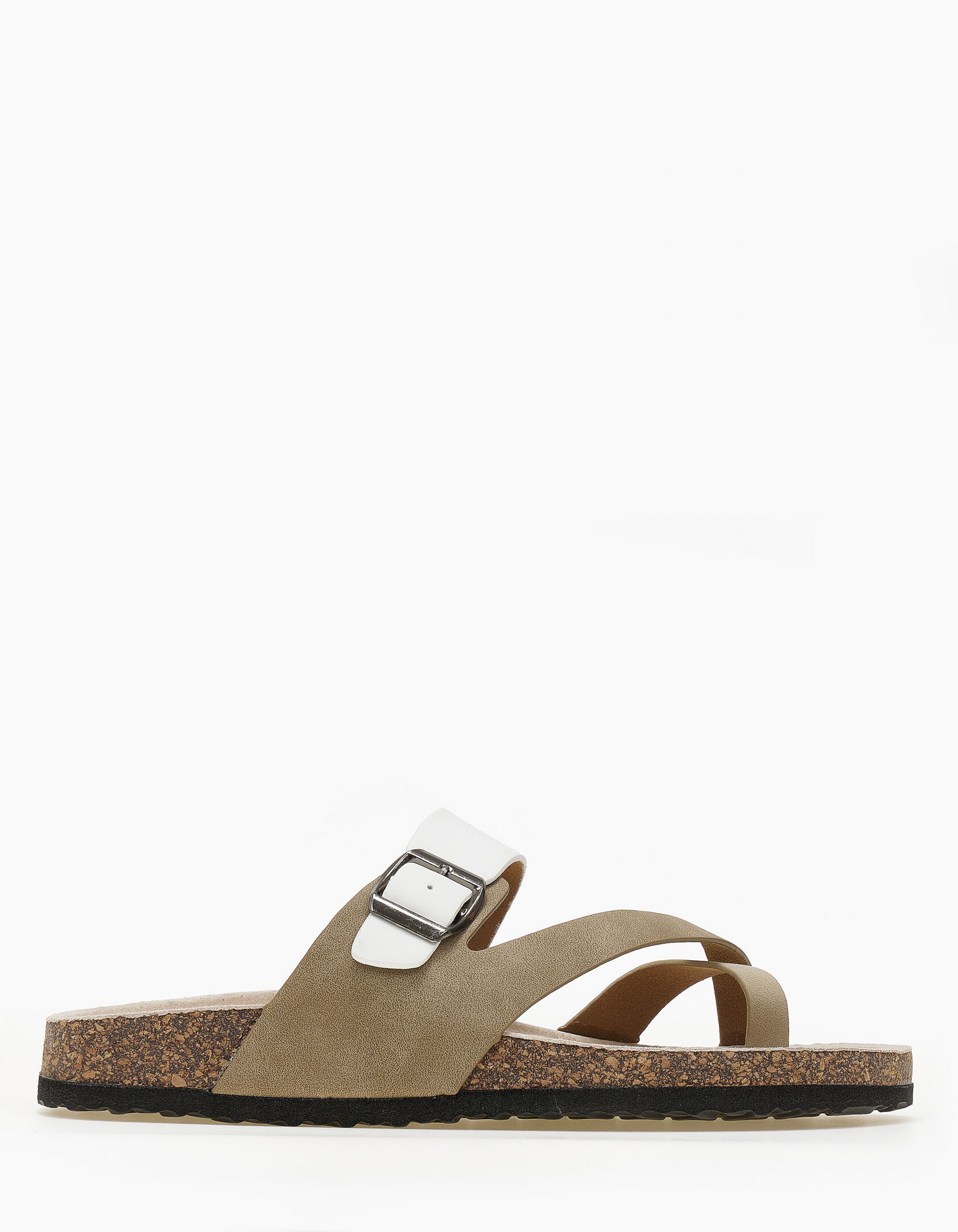 Σανδάλια flatform με suede υφή - Λευκό φωτογραφία