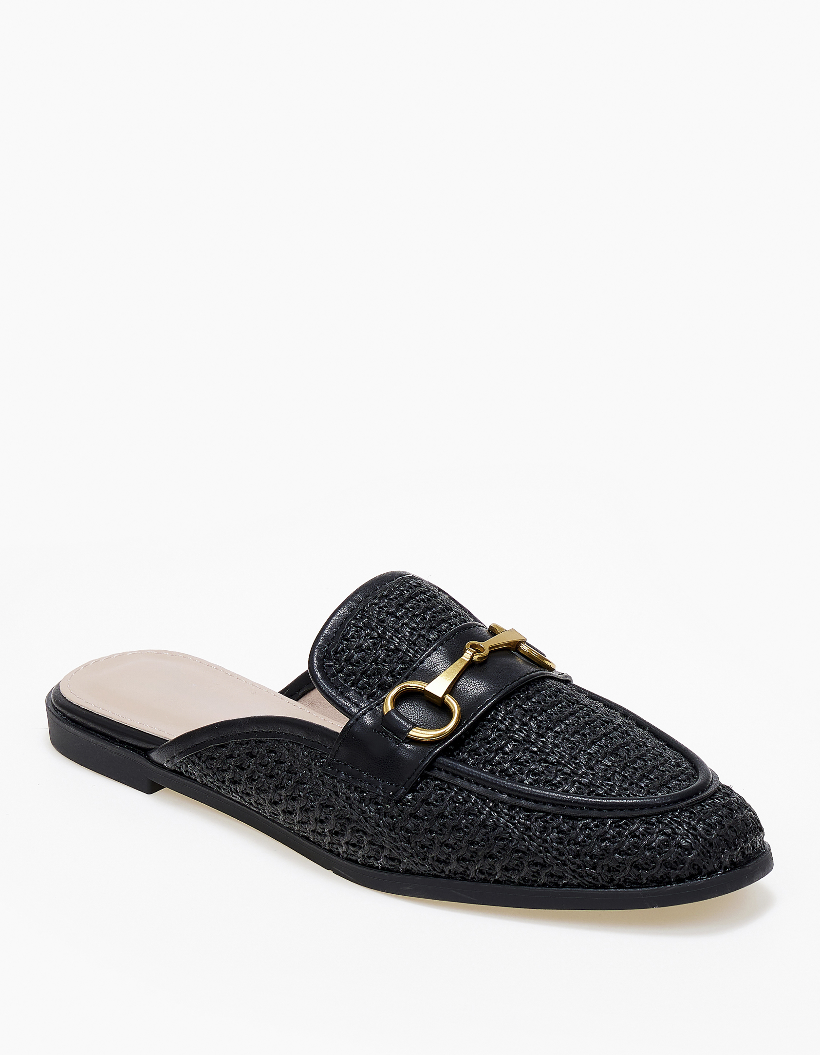Loafers εξώφτερνα με ψάθινο σχέδιο - Μαύρο