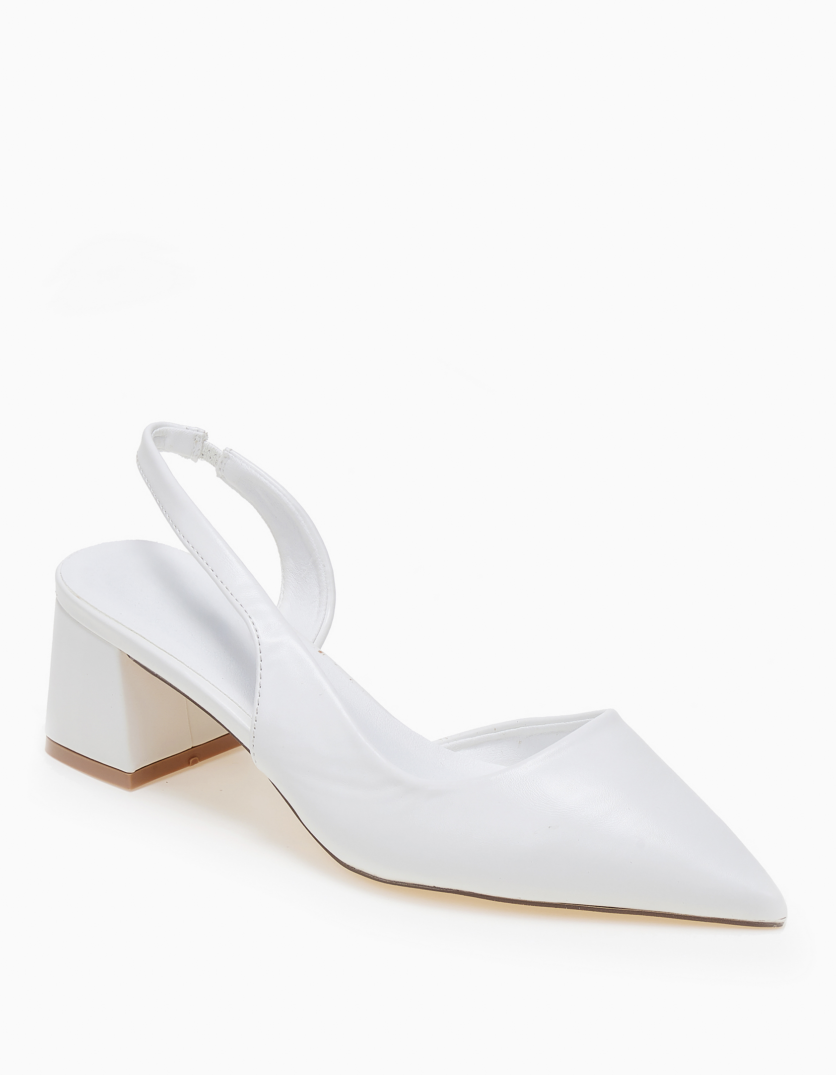 Open heel χαμηλές γόβες με χοντρό τακούνι - Λευκό