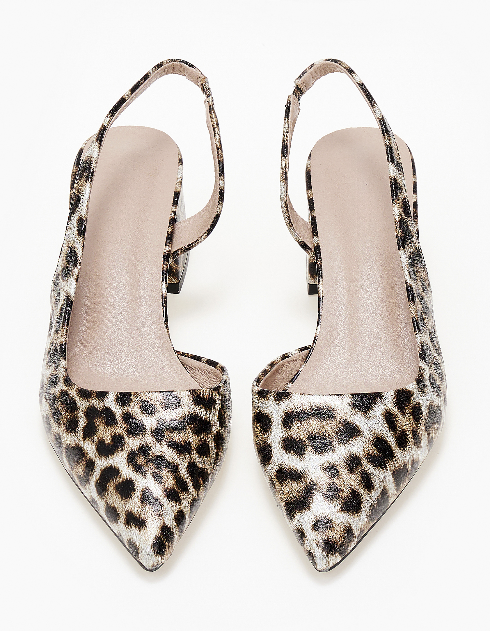 Open heel χαμηλές γόβες με χοντρό τακούνι - Λεοπάρ φωτογραφία