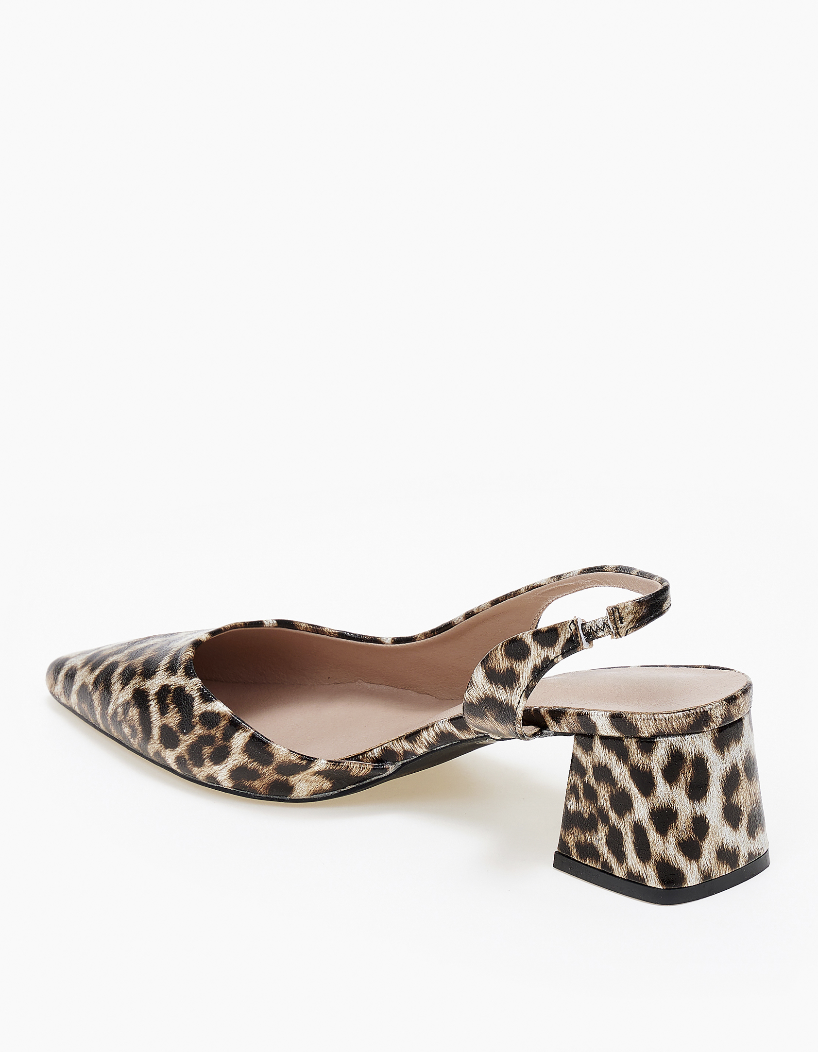 Open heel χαμηλές γόβες με χοντρό τακούνι - Λεοπάρ φωτογραφία