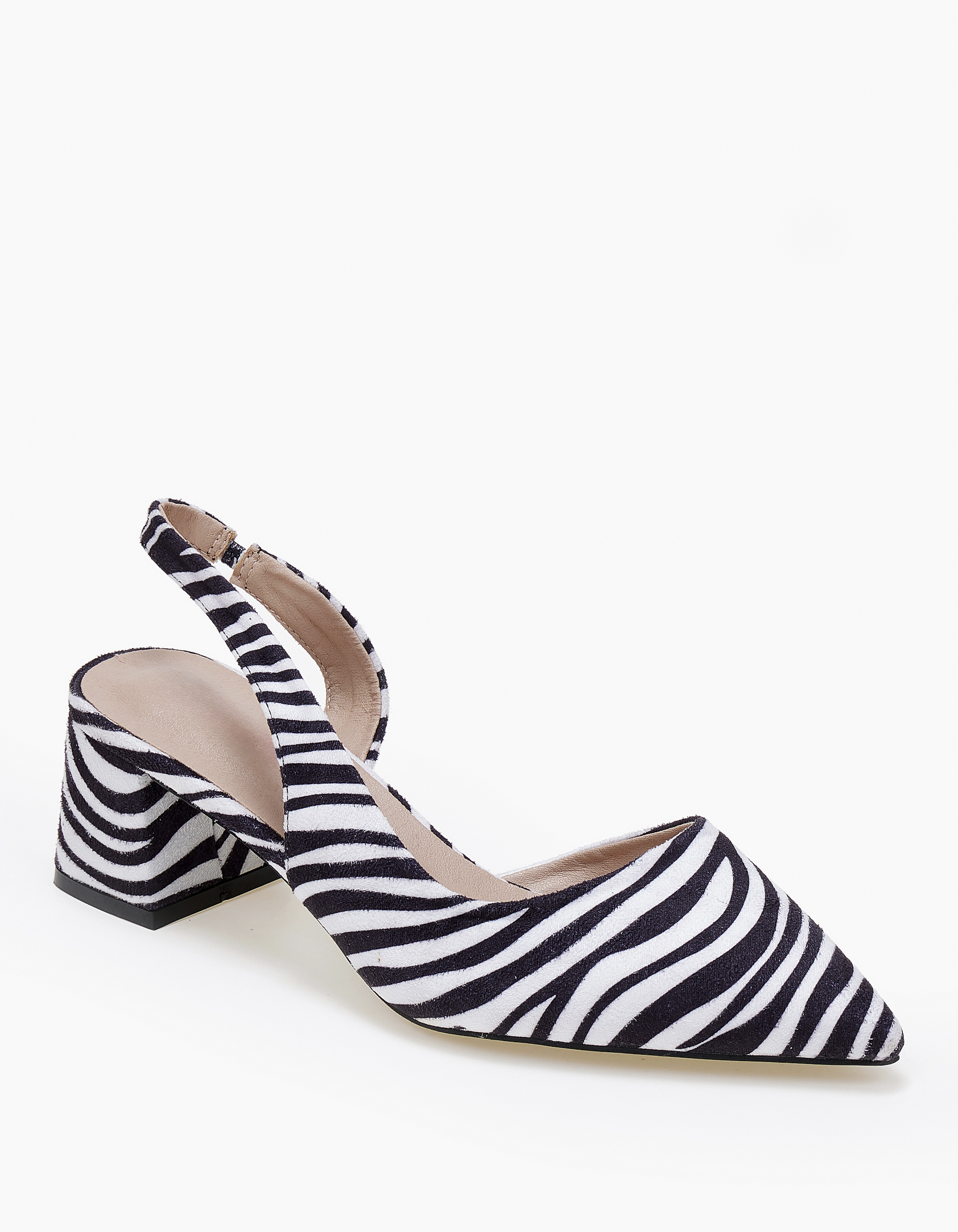 Issue Open heel χαμηλές γόβες με χοντρό τακούνι - Zebra