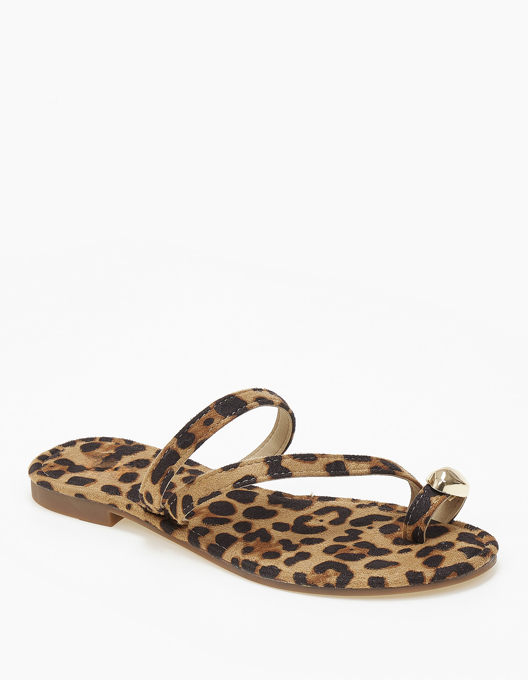 Issue Φλατ ανοιχτά γυναικεία σανδάλια με toe ring - Λεοπάρ