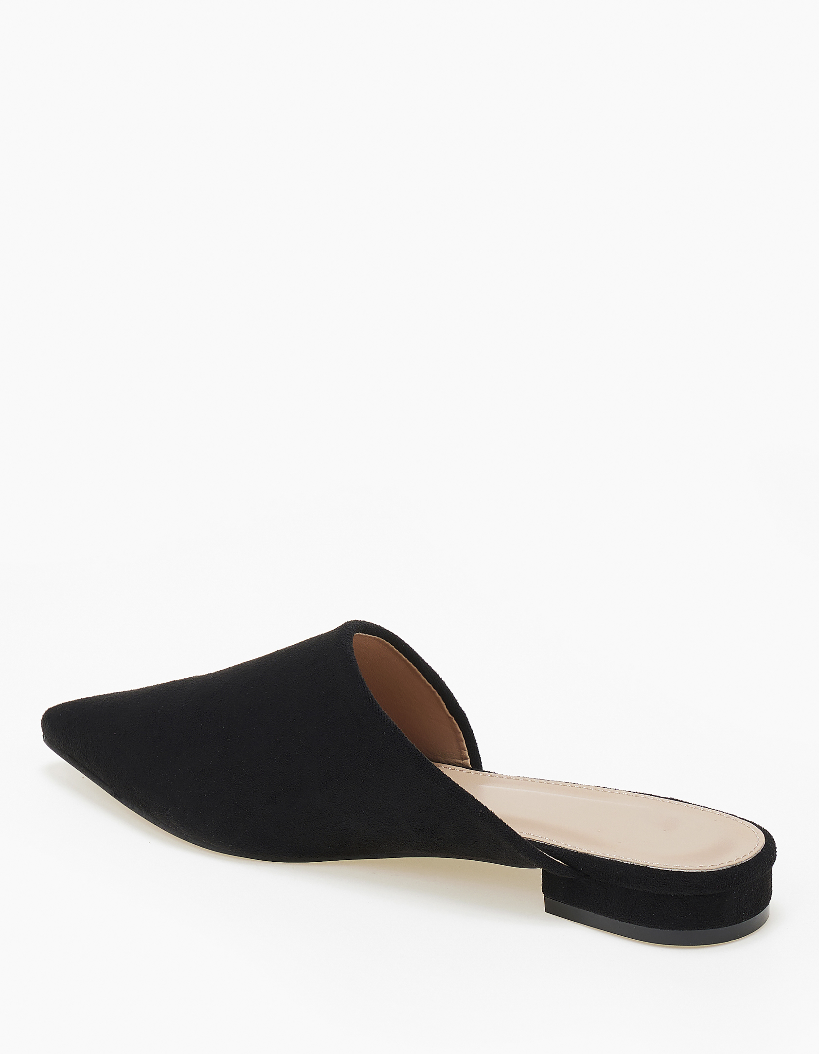Φλατ μυτερά mules με λοξή φάσα - Μαύρο φωτογραφία