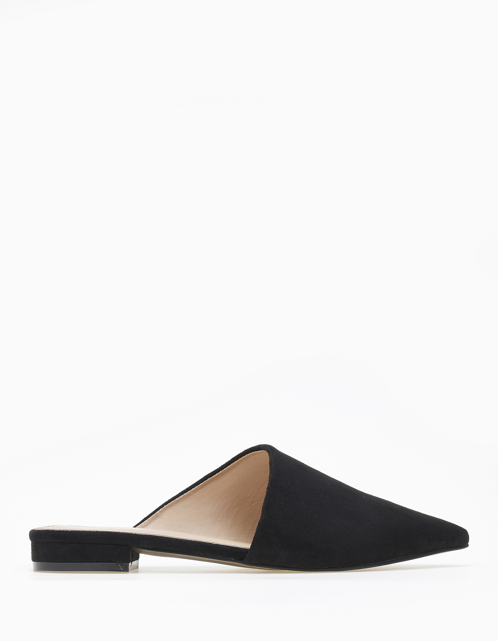 Φλατ μυτερά mules με λοξή φάσα - Μαύρο φωτογραφία