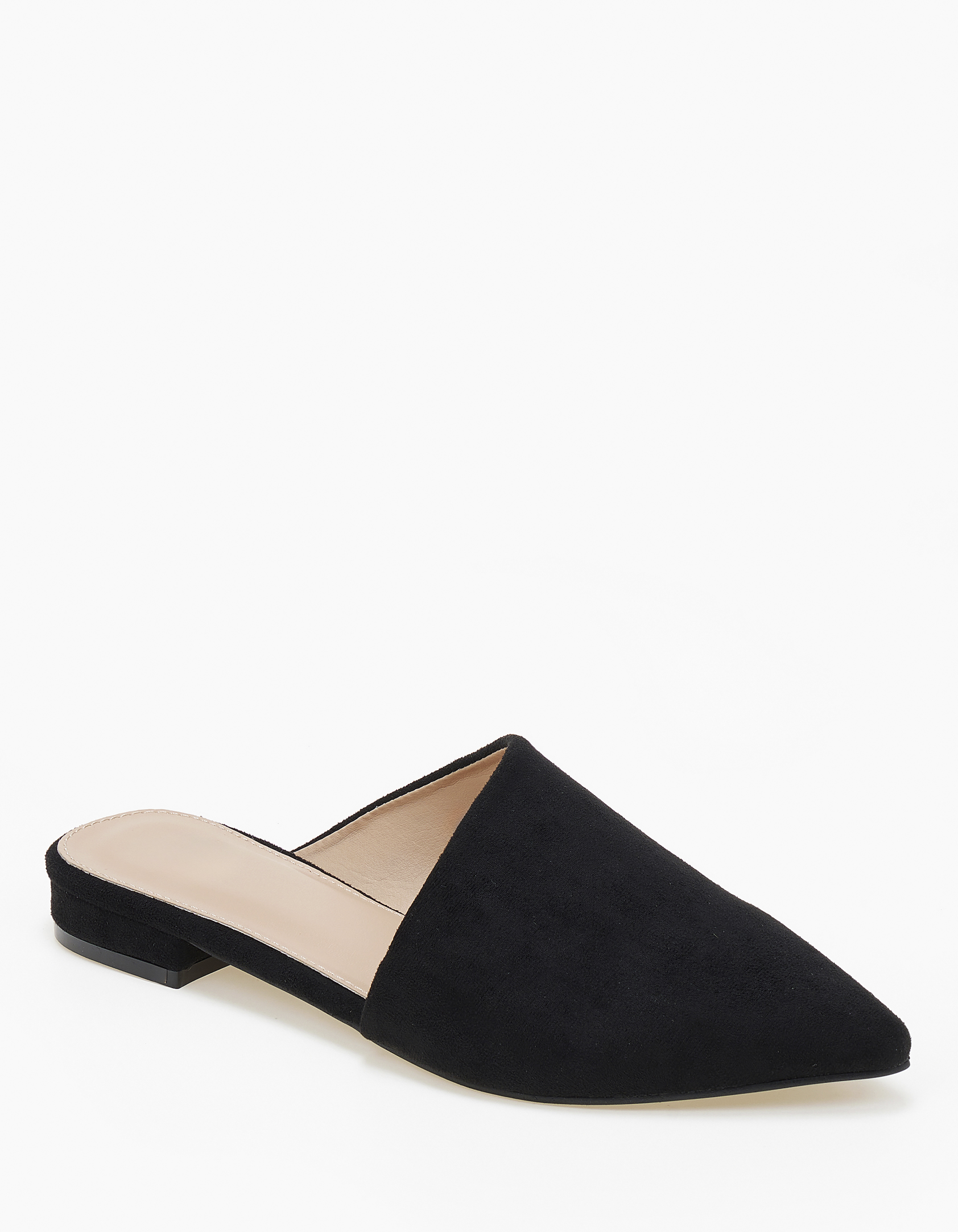 Issue Φλατ μυτερά mules με λοξή φάσα - Μαύρο