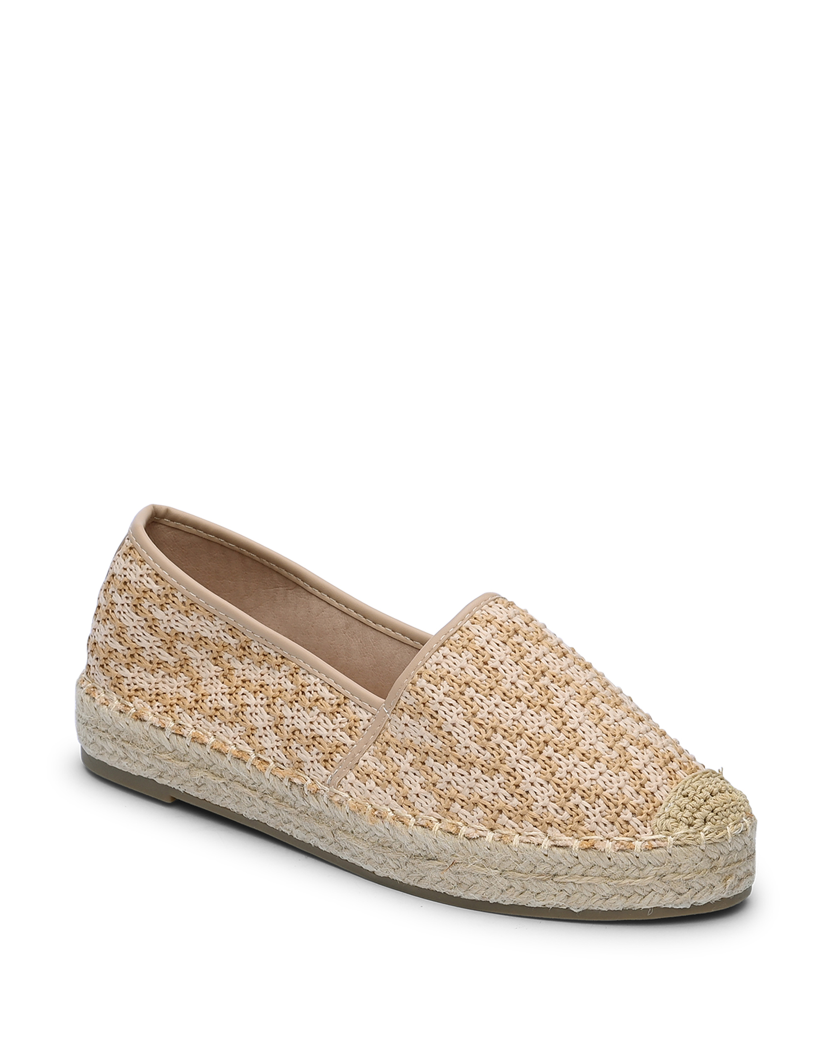 Γυναικείες κλειστές εσπαντρίγιες με πλεκτό σχέδιο - Μπεζ φωτογραφία