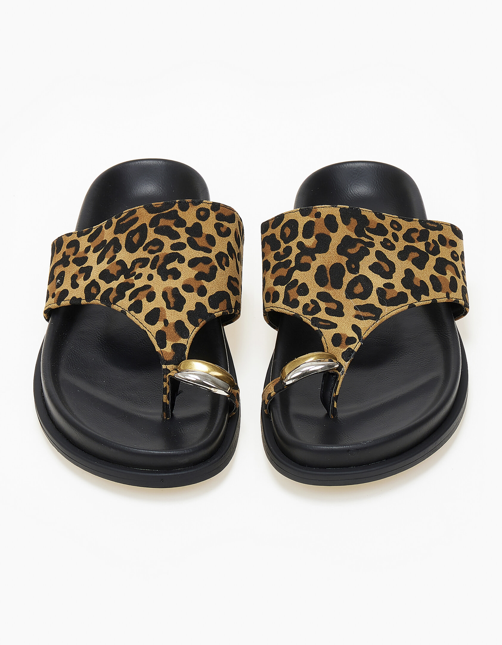 Σανδάλια flatform με suede υφή και toe ring - Λεοπάρ φωτογραφία