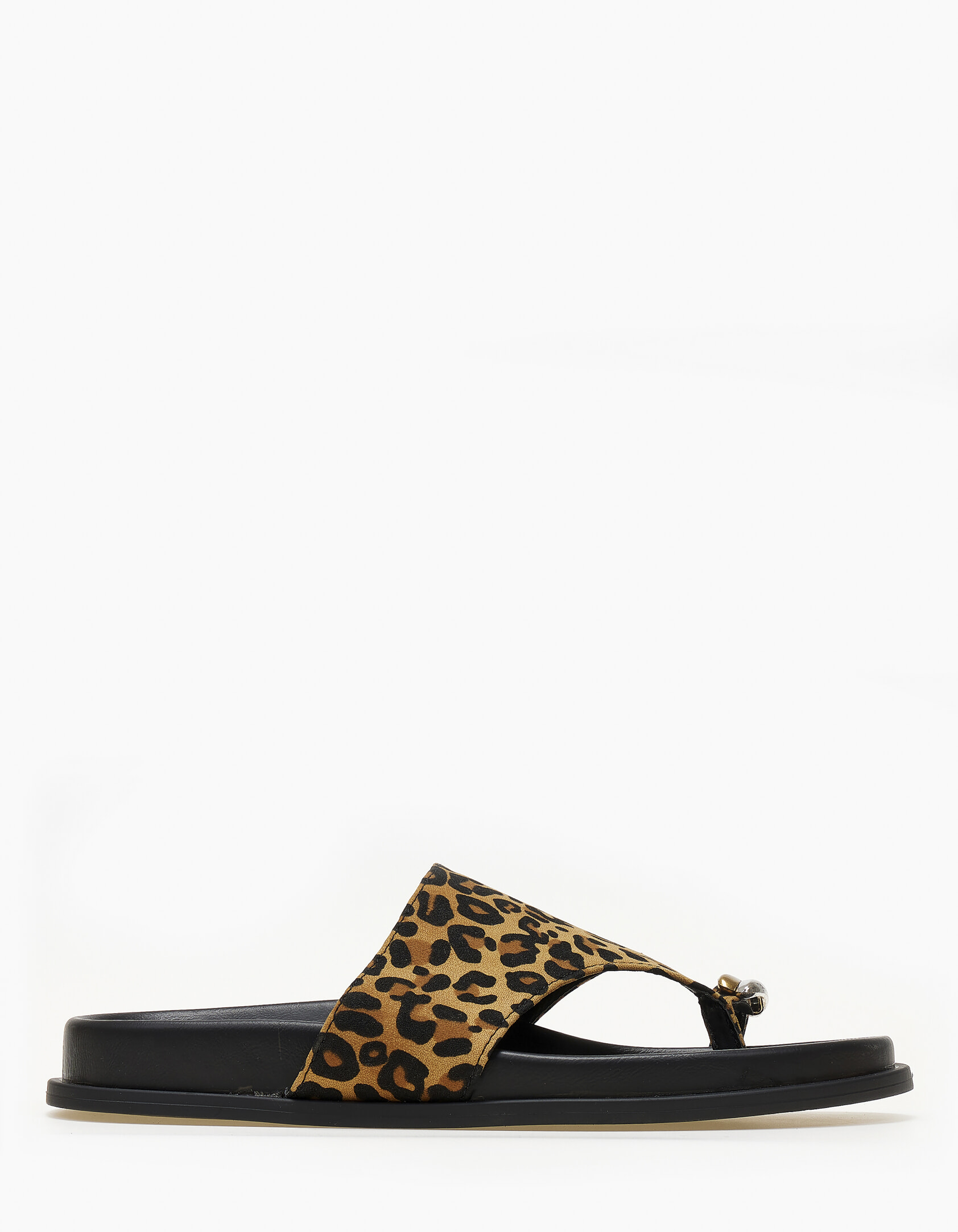 Σανδάλια flatform με suede υφή και toe ring - Λεοπάρ φωτογραφία