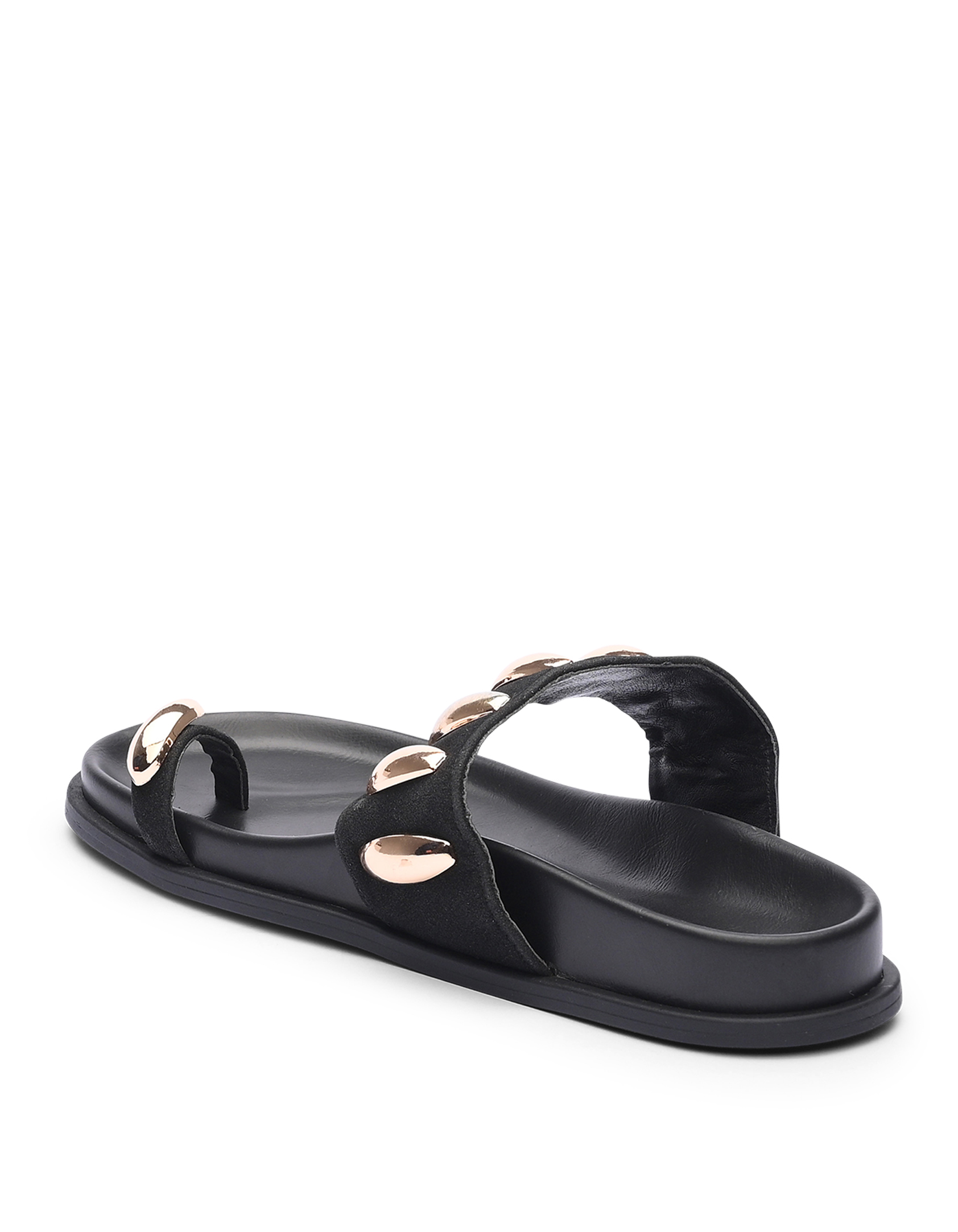 Σανδάλια flatform με toe ring και μεταλλικές λεπτομέρειες - Μαύρο φωτογραφία