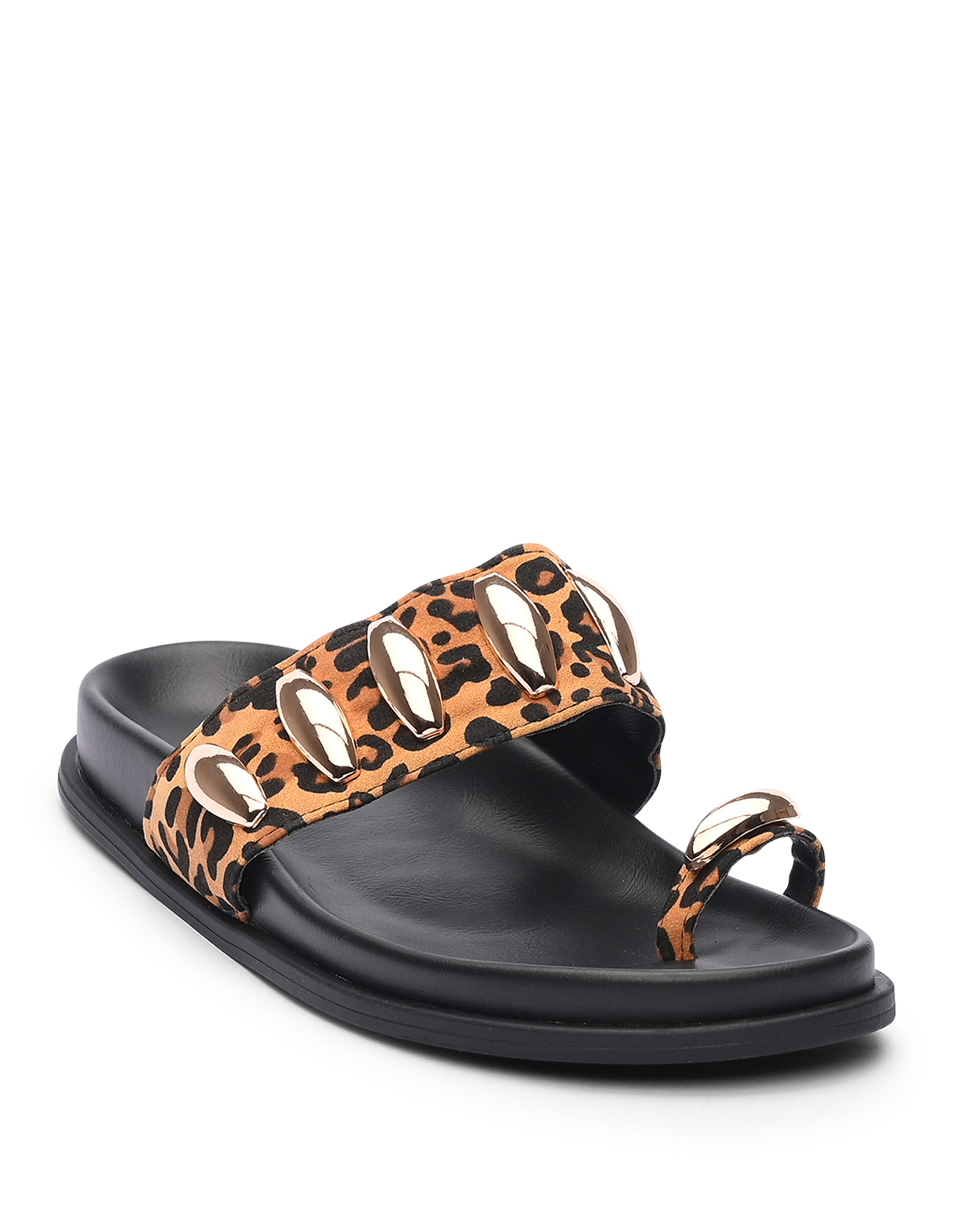 Σανδάλια flatform με toe ring και μεταλλικές λεπτομέρειες - Λεοπάρ φωτογραφία