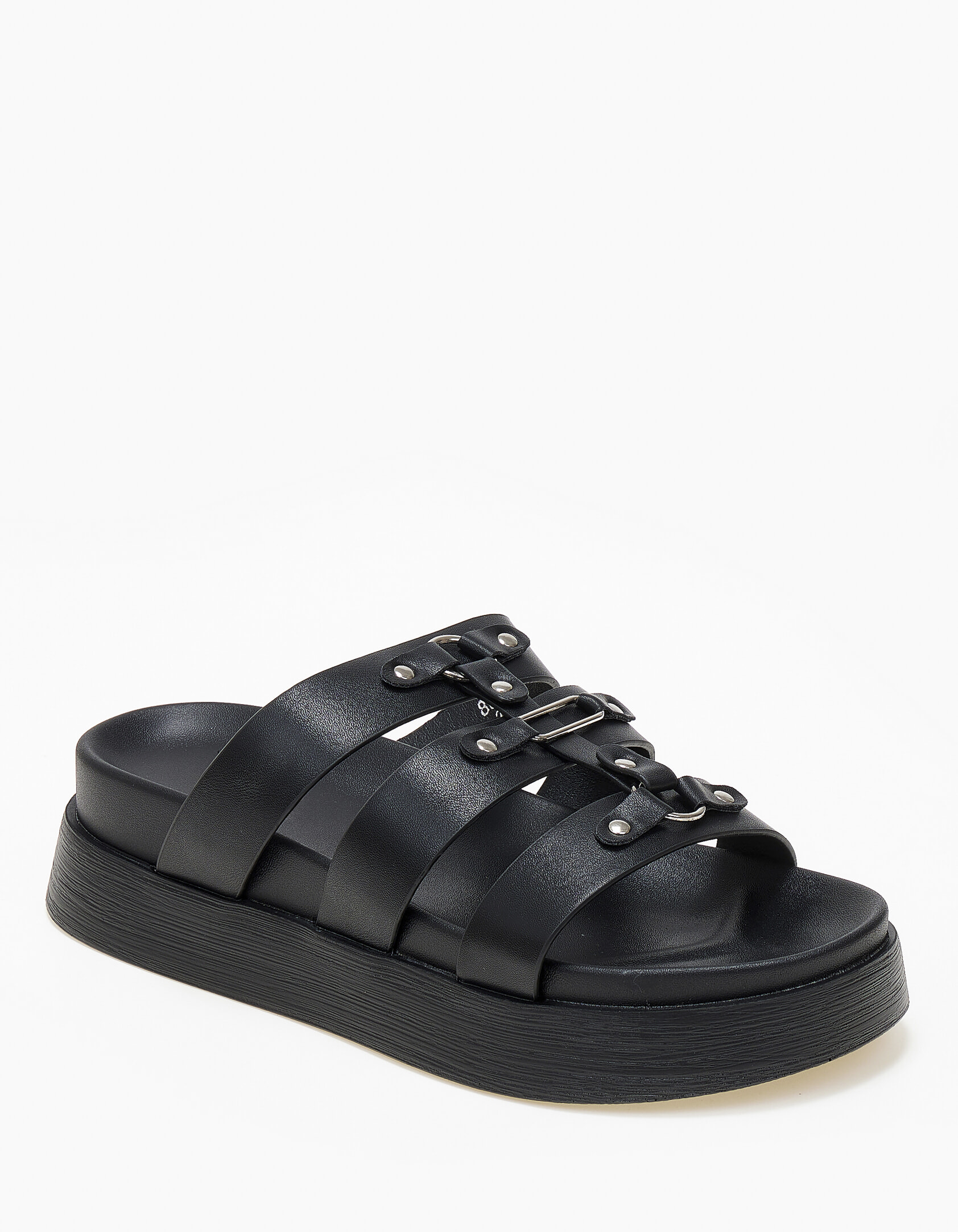 Issue Σανδάλια flatform με μεταλλικές λεπτομέρειες - Μαύρο