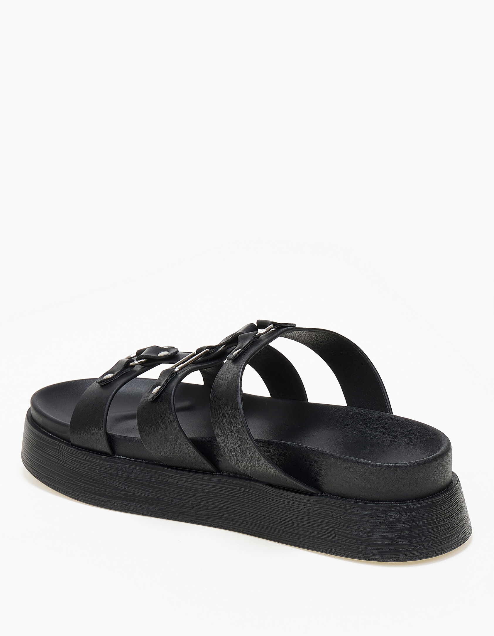 Σανδάλια flatform με μεταλλικές λεπτομέρειες - Μαύρο φωτογραφία