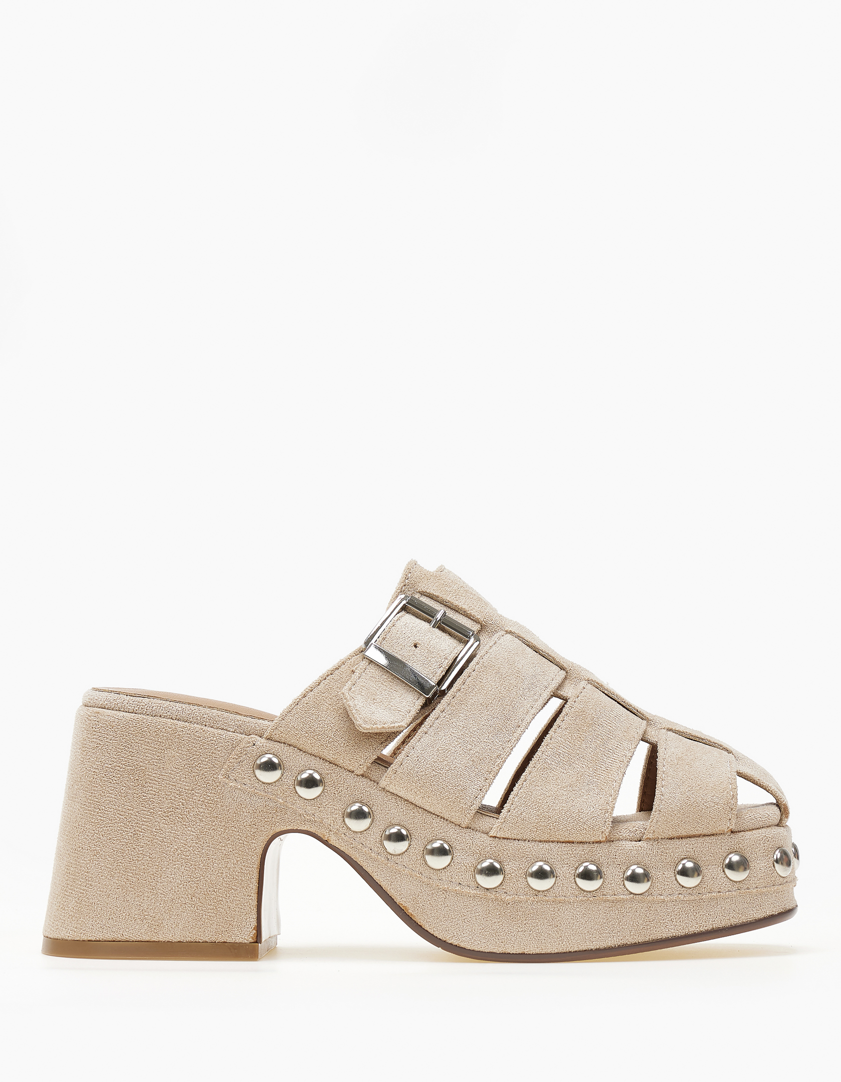 Issue Γυναικεία σαμπό με suede υφή και τρουκς - Μπεζ