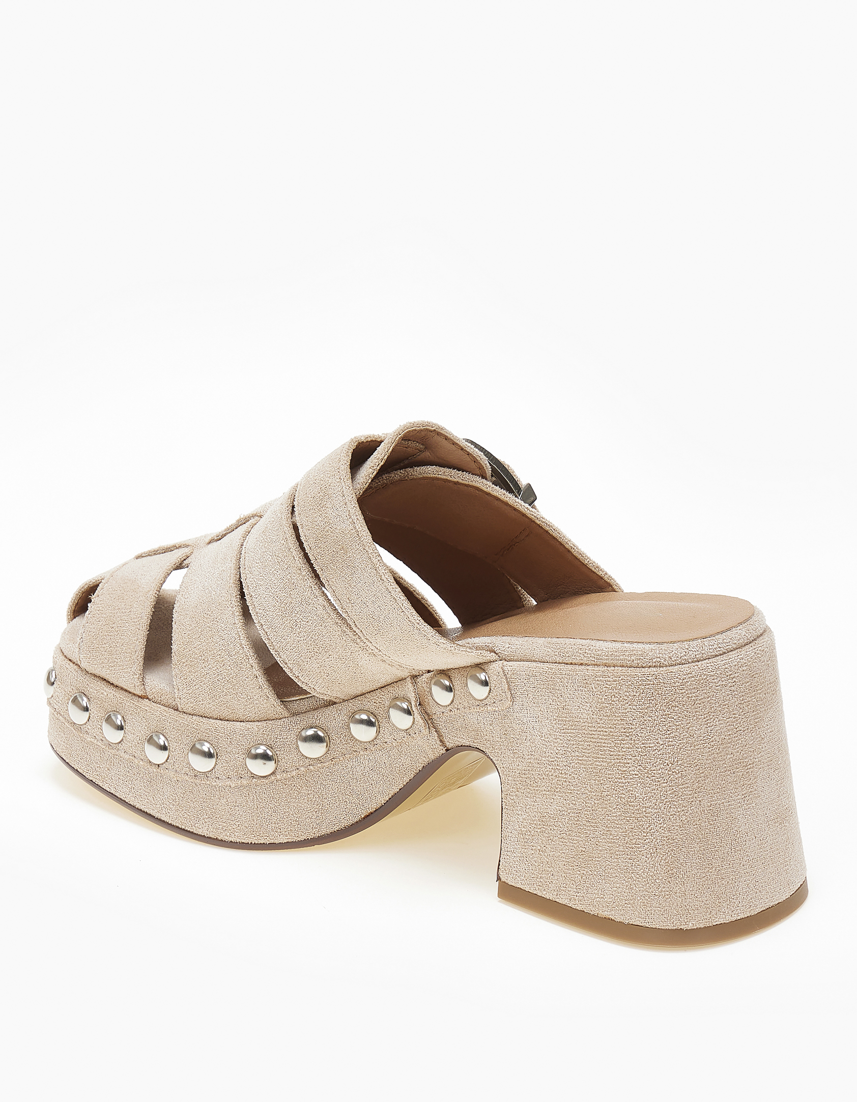 Γυναικεία σαμπό με suede υφή και τρουκς - Μπεζ φωτογραφία