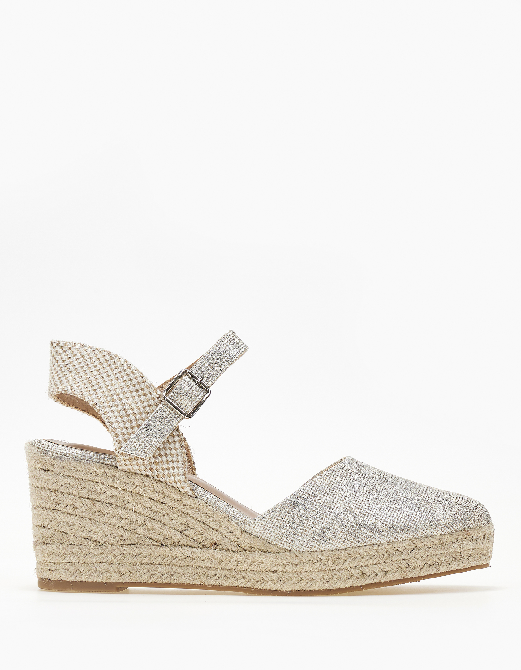 Εσπαντρίγιες πλατφόρμες με μπαρέτα - Ασημί